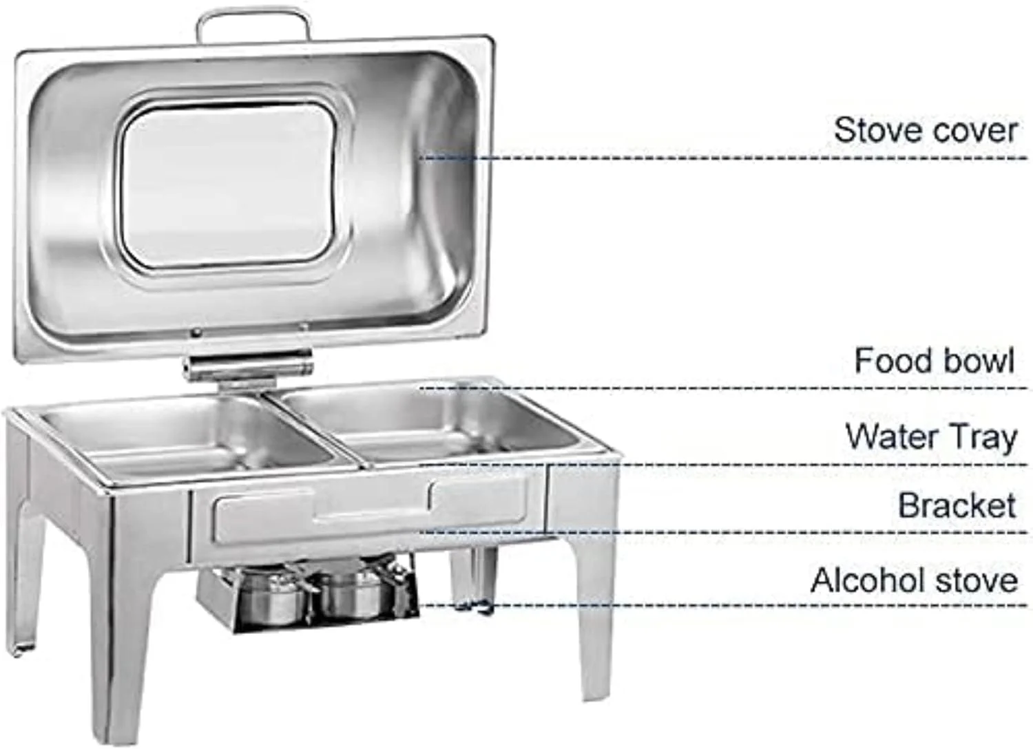 گرمکن غذا، ظرف گرمکن استیل ضد زنگ، ست ظرف گرمکن مستطیلی برای پذیرایی، بوفه و مهمانی گرمکن غذا، ظرف گرمکن استیل ضد زنگ، ست ظرف گرمکن مستطیلی برای پذیرایی، بوفه و مهمانی