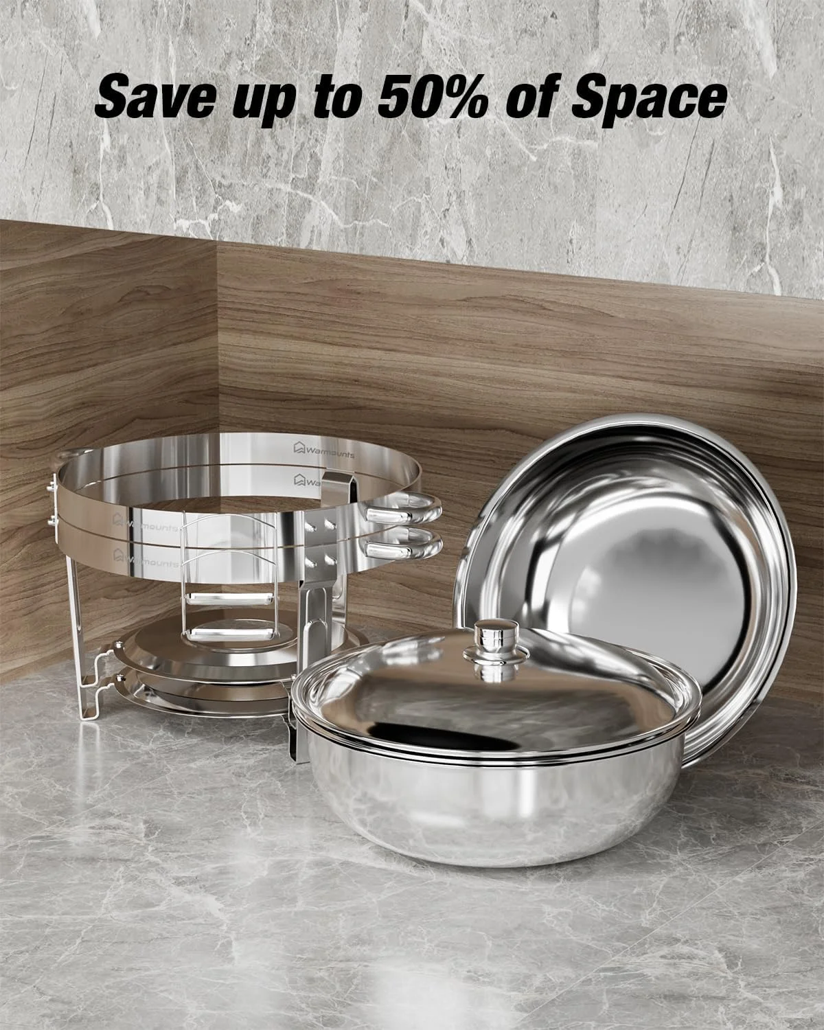 ست گرمکن بوفه وارمونتز، بسته 2 عددی گرمکن غذا گرد با درب شیشه ای و نگهدارنده درب، ظروف گرمکن استیل ضد زنگ برای مهمانی ها، رویدادها، عروسی، 4 کوارت ست گرمکن بوفه وارمونتز، بسته 2 عددی گرمکن غذا گرد با درب شیشه ای و نگهدارنده درب، ظروف گرمکن استیل ضد زنگ برای مهمانی ها، رویدادها، عروسی، 4 کوارت