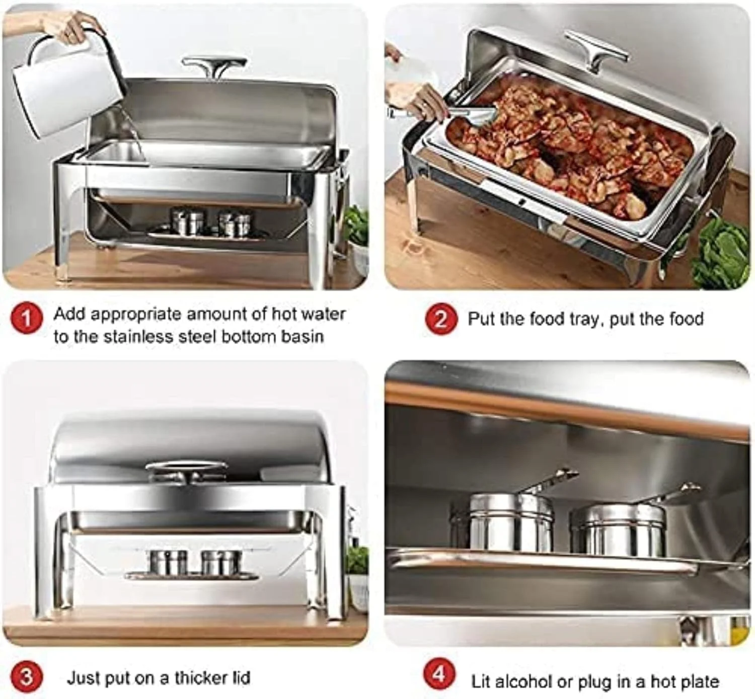 Food Warmer, Chafing Dish Chafing Dish Set, Stainless Steel 9L Food Warmer Buffet, Food Warmer Professional Set for Catering, Buffet and Party Food Warmer, Chafing Dish Chafing Dish Set, Stainless Steel 9L Food Warmer Buffet, Food Warmer Professional Set for Catering, Buffet and Party