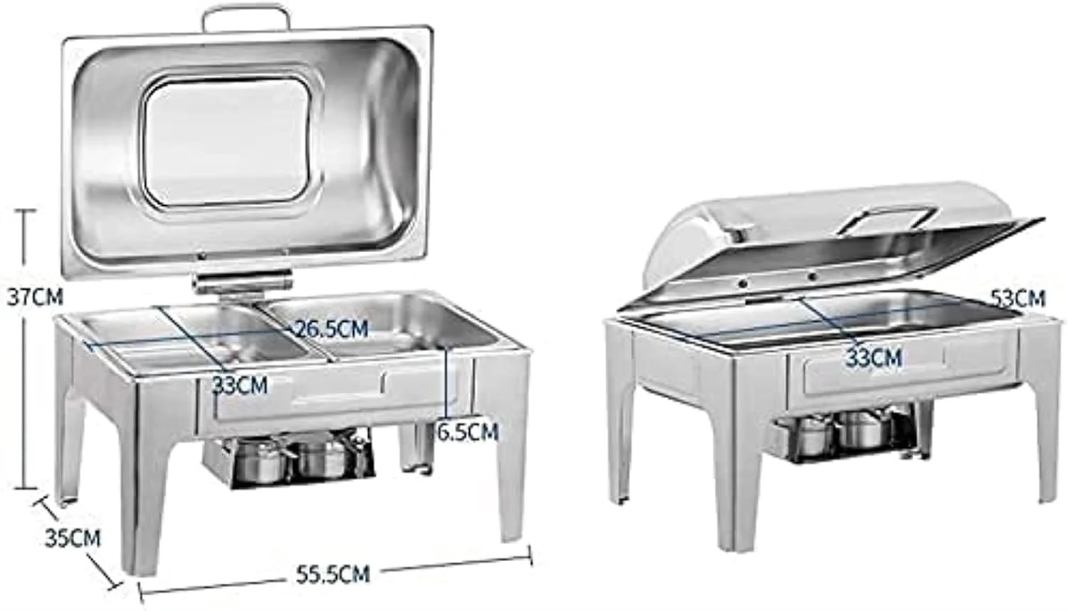 گرمکن غذا، ظرف گرمکن استیل ضد زنگ، ست ظرف گرمکن مستطیلی برای پذیرایی، بوفه و مهمانی گرمکن غذا، ظرف گرمکن استیل ضد زنگ، ست ظرف گرمکن مستطیلی برای پذیرایی، بوفه و مهمانی