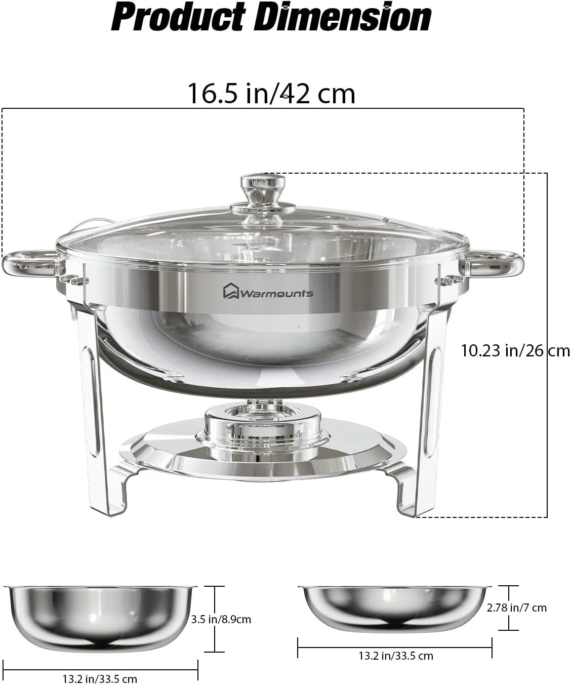 ست گرمکن بوفه وارمونتز، بسته 2 عددی گرمکن غذا گرد با درب شیشه ای و نگهدارنده درب، ظروف گرمکن استیل ضد زنگ برای مهمانی ها، رویدادها، عروسی، 4 کوارت ست گرمکن بوفه وارمونتز، بسته 2 عددی گرمکن غذا گرد با درب شیشه ای و نگهدارنده درب، ظروف گرمکن استیل ضد زنگ برای مهمانی ها، رویدادها، عروسی، 4 کوارت