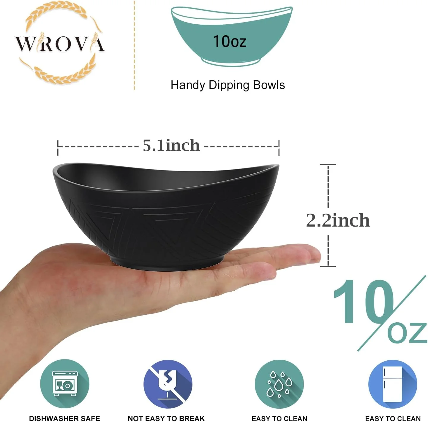 کاسه های 5 اینچی از جنس کاه گندم ورووا با طرح بافت دار - ست 4 عددی کاسه تنقلات 300 میلی لیتری - کاسه های دسر نشکن، قابل استفاده در مایکروویو، ماشین ظرفشویی و فریزر - کاسه های کوچک برای بستنی و سس. مشکی کاسه های 5 اینچی از جنس کاه گندم ورووا با طرح بافت دار - ست 4 عددی کاسه تنقلات 300 میلی لیتری - کاسه های دسر نشکن، قابل استفاده در مایکروویو، ماشین ظرفشویی و فریزر - کاسه های کوچک برای بستنی و سس. مشکی