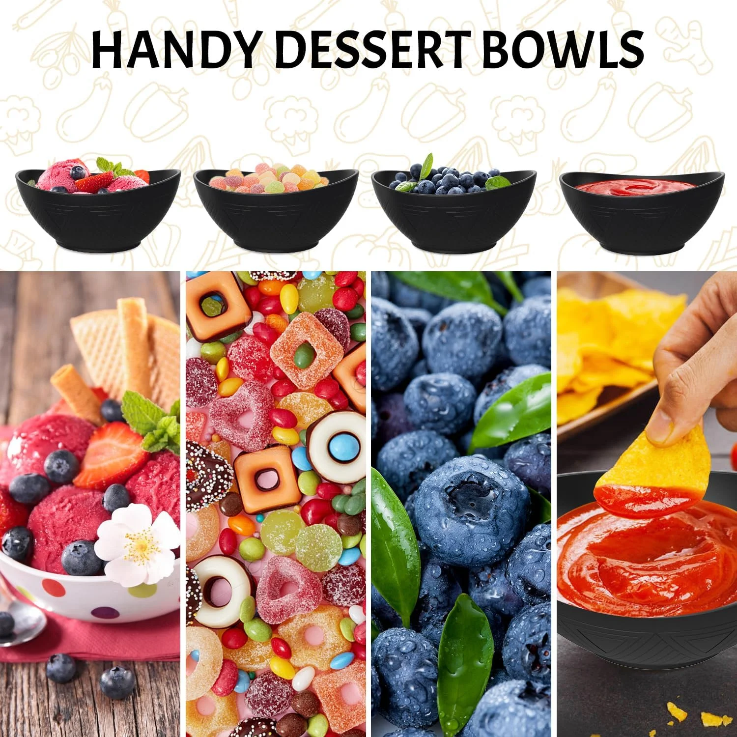 کاسه های 5 اینچی از جنس کاه گندم ورووا با طرح بافت دار - ست 4 عددی کاسه تنقلات 300 میلی لیتری - کاسه های دسر نشکن، قابل استفاده در مایکروویو، ماشین ظرفشویی و فریزر - کاسه های کوچک برای بستنی و سس. مشکی کاسه های 5 اینچی از جنس کاه گندم ورووا با طرح بافت دار - ست 4 عددی کاسه تنقلات 300 میلی لیتری - کاسه های دسر نشکن، قابل استفاده در مایکروویو، ماشین ظرفشویی و فریزر - کاسه های کوچک برای بستنی و سس. مشکی