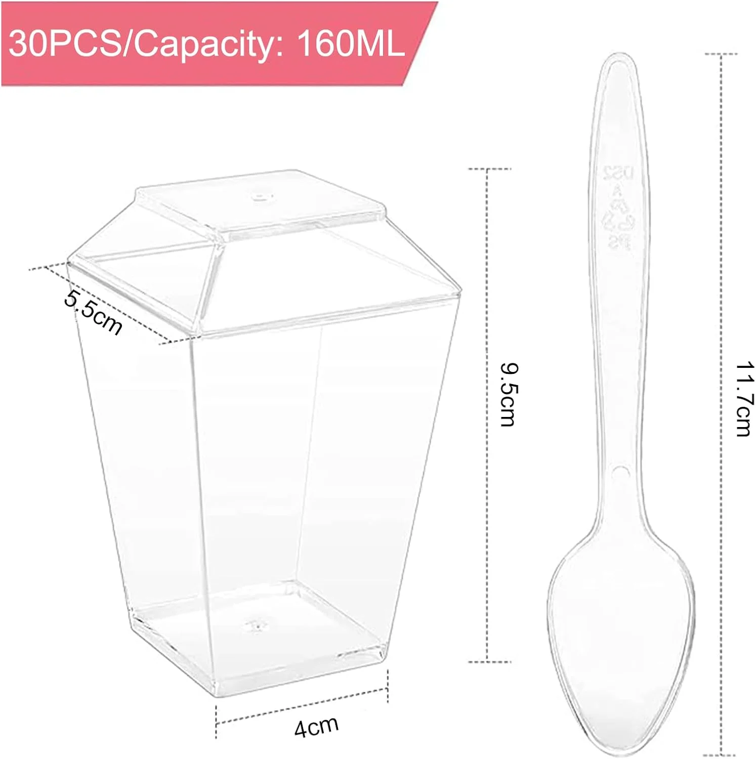 ظروف دسر پلاستیکی Wubushan، 160 میلی لیتر، بسته 30 عددی لیوان دسر پلاستیکی قابل استفاده مجدد، کاسه های دسر مربعی با درب و قاشق، لیوان های دسر برای دسرهای DIY پودینگ موس بستنی ظروف دسر پلاستیکی Wubushan، 160 میلی لیتر، بسته 30 عددی لیوان دسر پلاستیکی قابل استفاده مجدد، کاسه های دسر مربعی با درب و قاشق، لیوان های دسر برای دسرهای DIY پودینگ موس بستنی