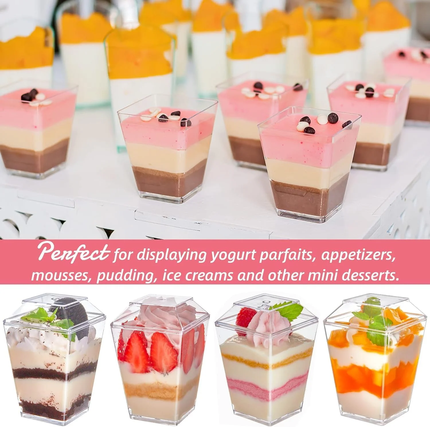 ظروف دسر پلاستیکی Wubushan، 160 میلی لیتر، بسته 30 عددی لیوان دسر پلاستیکی قابل استفاده مجدد، کاسه های دسر مربعی با درب و قاشق، لیوان های دسر برای دسرهای DIY پودینگ موس بستنی ظروف دسر پلاستیکی Wubushan، 160 میلی لیتر، بسته 30 عددی لیوان دسر پلاستیکی قابل استفاده مجدد، کاسه های دسر مربعی با درب و قاشق، لیوان های دسر برای دسرهای DIY پودینگ موس بستنی