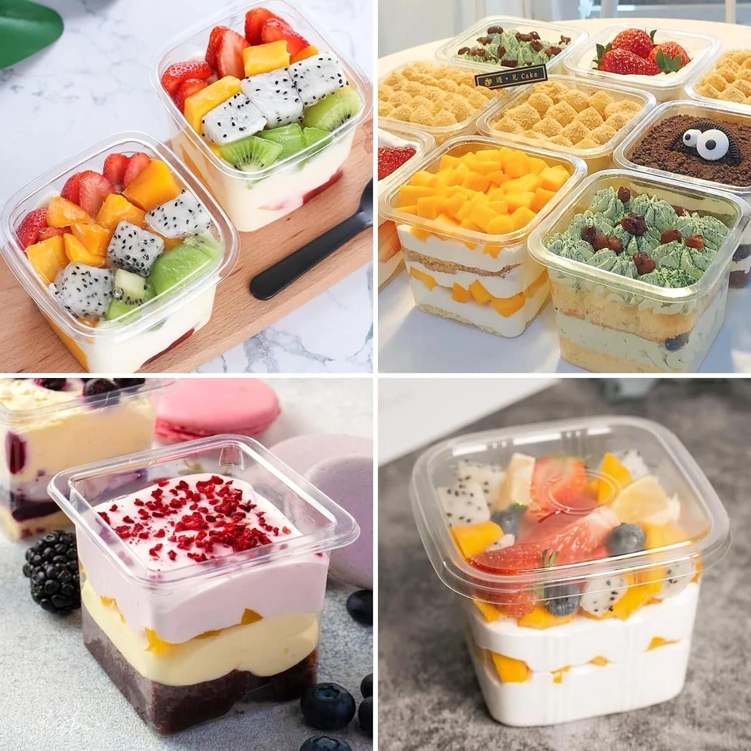 ظروف دسر پلاستیکی Wubushan با درب 360 میلی لیتر، بسته 50 عددی ظروف دسر پلاستیکی مربعی، کاسه های دسر قابل استفاده مجدد، فنجان های پیش غذا برای دسرهای تیرامیسو پودینگ موس ظروف دسر پلاستیکی Wubushan با درب 360 میلی لیتر، بسته 50 عددی ظروف دسر پلاستیکی مربعی، کاسه های دسر قابل استفاده مجدد، فنجان های پیش غذا برای دسرهای تیرامیسو پودینگ موس