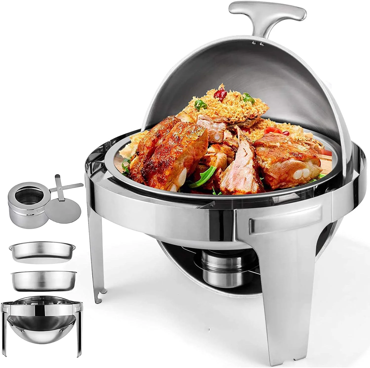 گرمکن بوفه گرد YQZ، اجاق الکلی استیل، گرمکن غذای کوچک خانگی/تجاری برای میز