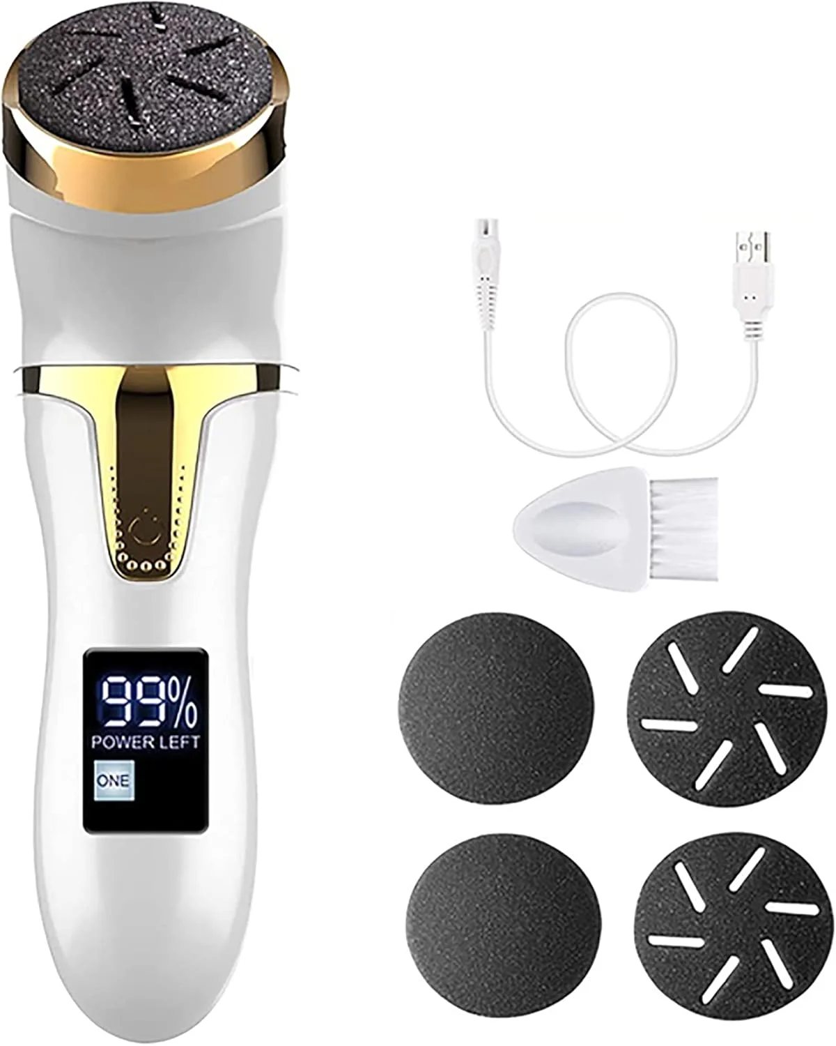 سوهان برقی پا NOOFIE با صفحه نمایش دیجیتال LCD قابل حمل، ابزار مراقبت از پا با مکش USB به همراه 3 سری غلتکی و 2 سرعت، سفید (سفید) سوهان برقی پا NOOFIE با صفحه نمایش دیجیتال LCD قابل حمل، ابزار مراقبت از پا با مکش USB به همراه 3 سری غلتکی و 2 سرعت، سفید (سفید)