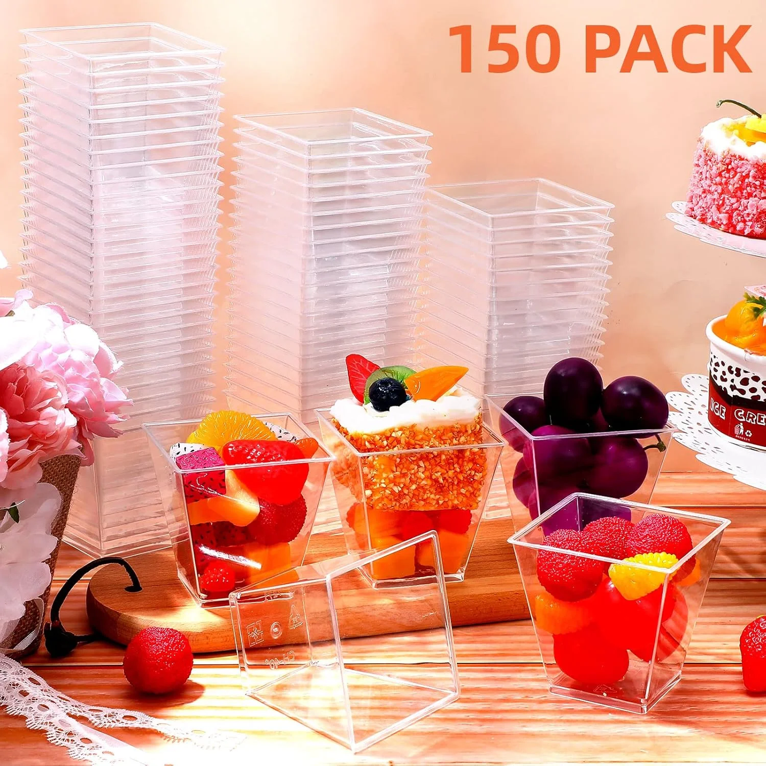 زوببه، بسته 150 عددی فنجان دسر 8 اونسی، فنجان های شفاف پلاستیکی پیش غذا، کاسه های مربعی کوچک دسر، فنجان های کوچک سرو برای مهمانی تست، مهمانی جشن نوزاد، عروسی، هدیه مهمانی تولد زوببه، بسته 150 عددی فنجان دسر 8 اونسی، فنجان های شفاف پلاستیکی پیش غذا، کاسه های مربعی کوچک دسر، فنجان های کوچک سرو برای مهمانی تست، مهمانی جشن نوزاد، عروسی، هدیه مهمانی تولد