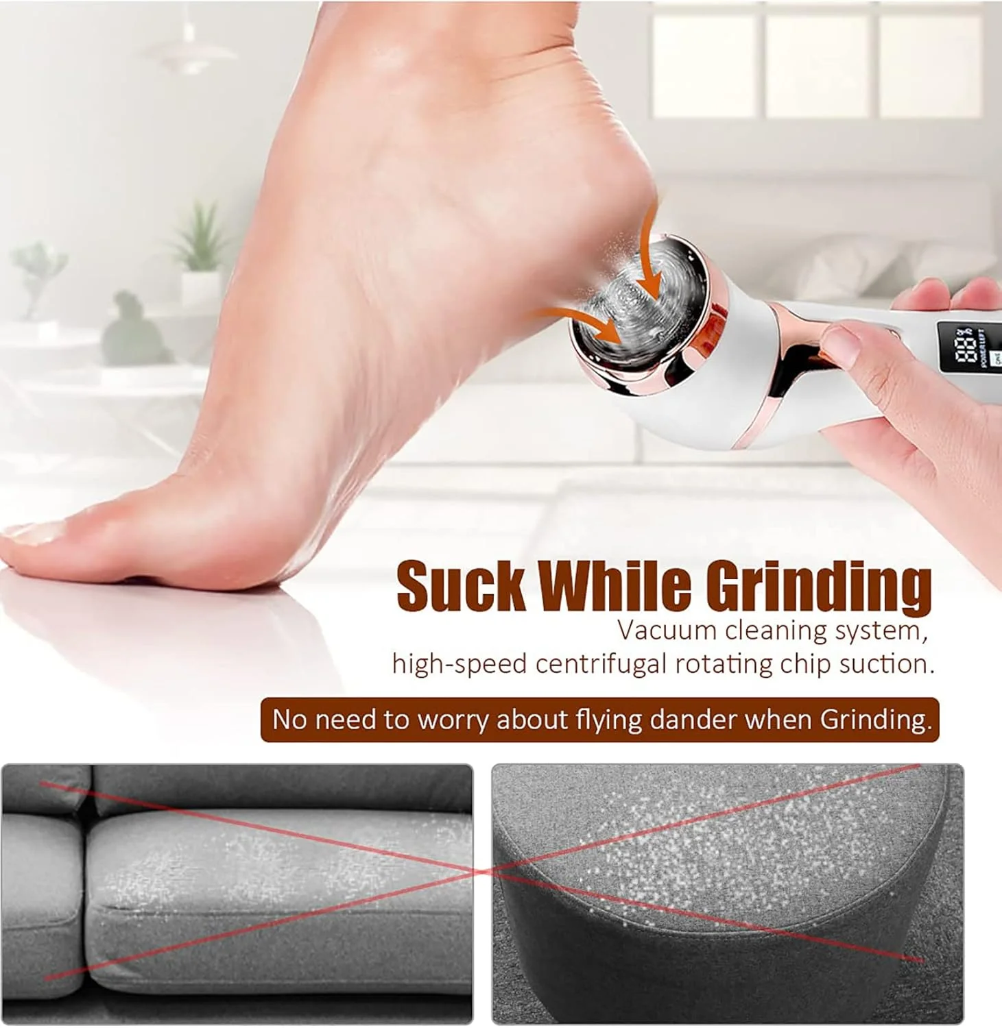 سوهان برقی پا NOOFIE با صفحه نمایش دیجیتال LCD قابل حمل، ابزار مراقبت از پا با مکش USB به همراه 3 سری غلتکی و 2 سرعت، سفید (سفید) سوهان برقی پا NOOFIE با صفحه نمایش دیجیتال LCD قابل حمل، ابزار مراقبت از پا با مکش USB به همراه 3 سری غلتکی و 2 سرعت، سفید (سفید)