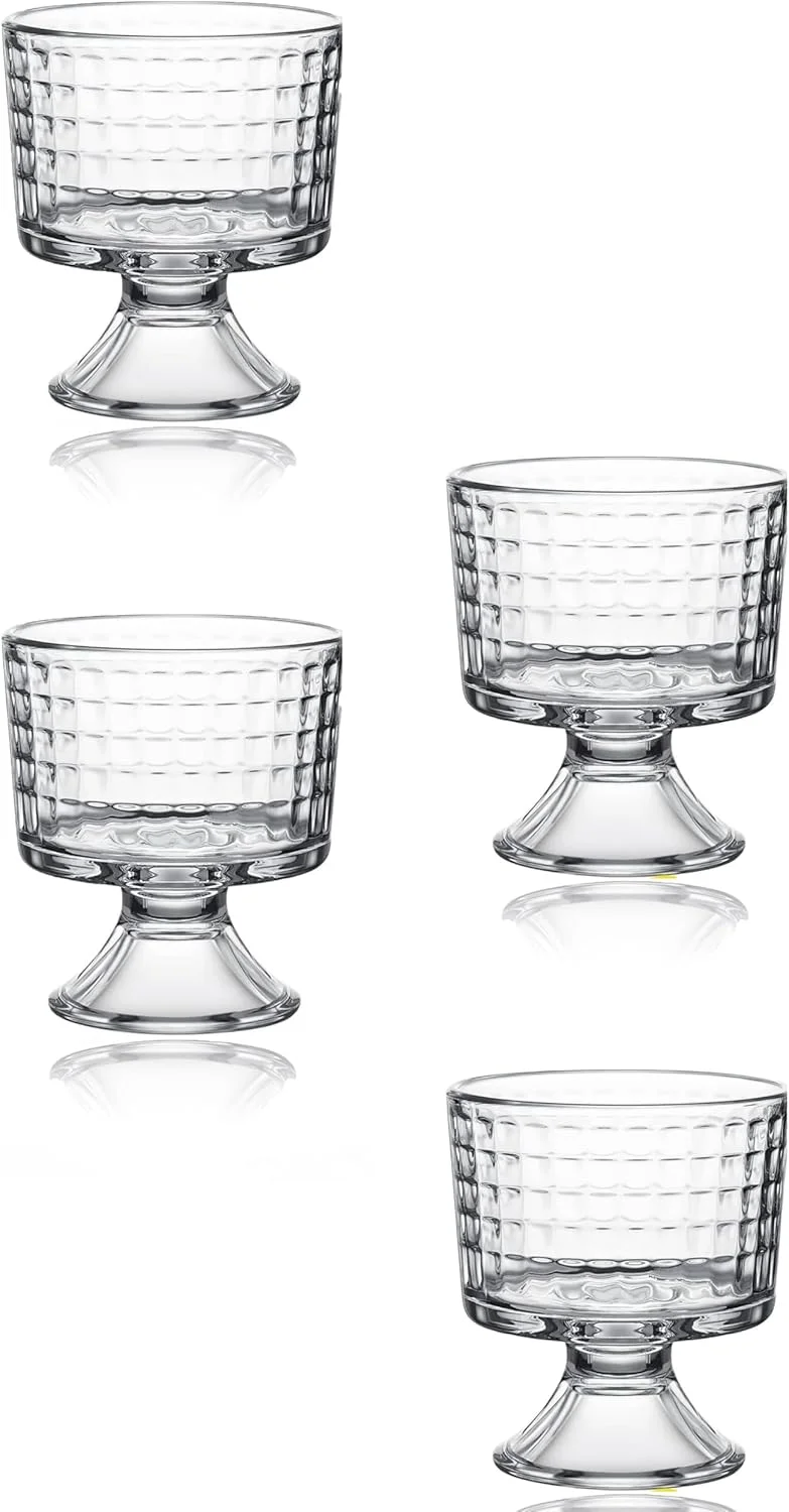 ست 4 عددی کاسه دسر پایه دار کریستالی سوییت سون، مناسب بستنی، دسر، پارفه، میلک شیک، میوه، پودینگ، تنقلات، غلات و آجیل - 290 میلی لیتر