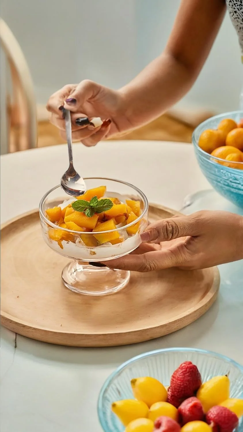 ست 6 عددی جام دسر شیشه ای Sweet Seven - کاسه های پایه دار 265 میلی لیتری بدون سرب برای ترایفل، پارفه، بستنی، آجیل و موارد دیگر ست 6 عددی جام دسر شیشه ای Sweet Seven - کاسه های پایه دار 265 میلی لیتری بدون سرب برای ترایفل، پارفه، بستنی، آجیل و موارد دیگر