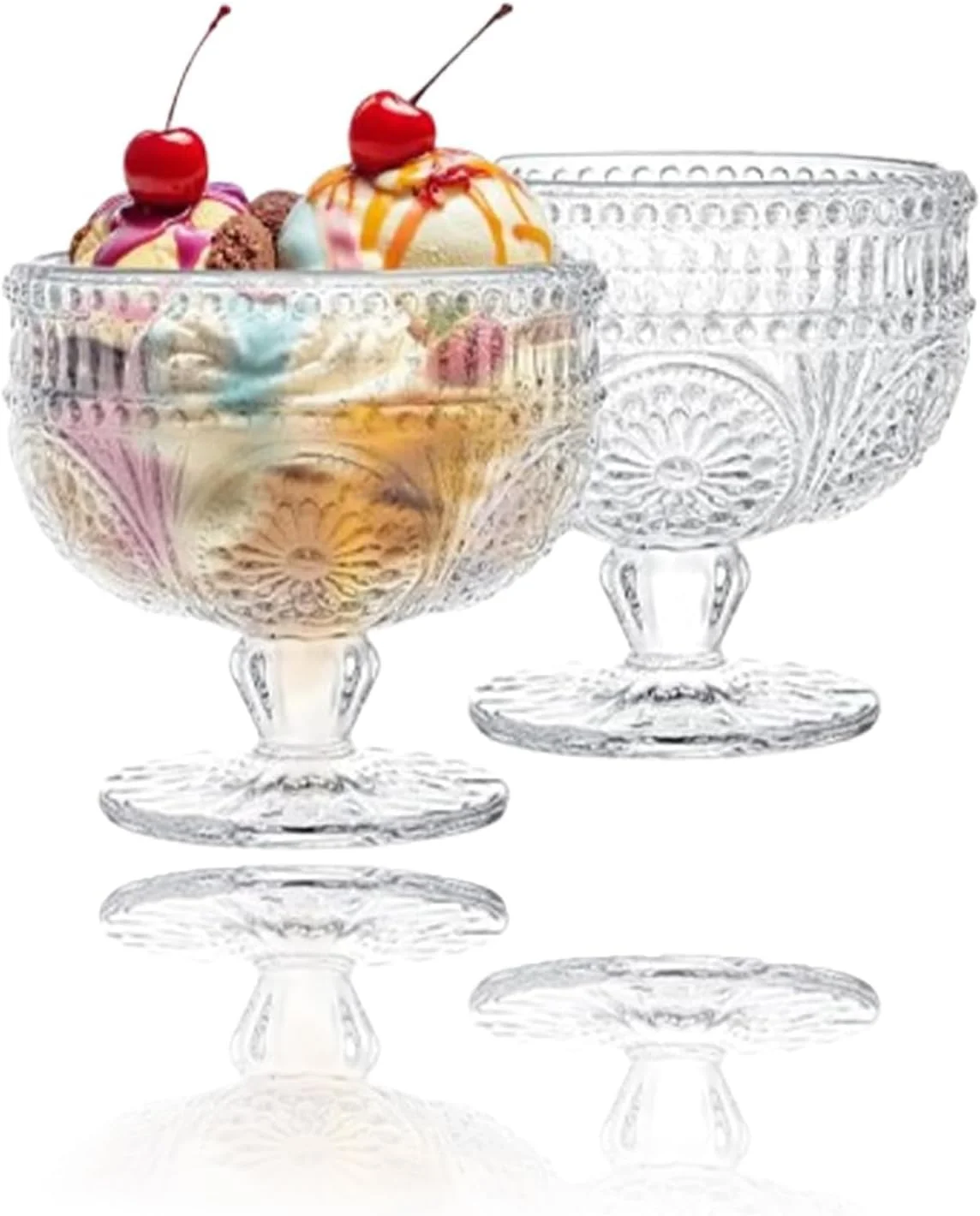 ظروف دسر شیشه ای Sweet Seven، بسته 2 عددی - ظروف کوچک 300 میلی لیتری مناسب بستنی، میوه، پودینگ، تنقلات و غلات