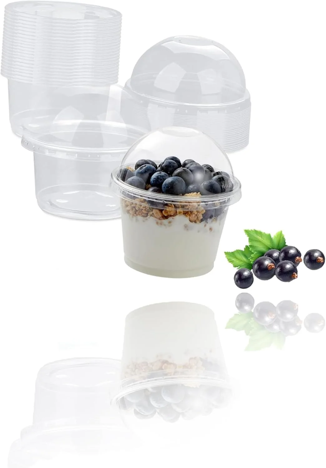 ظروف دسر شفاف Sweet Seven، بسته 100 عددی، همراه با درب گنبدی - ظروف مهمانی چند منظوره برای نوشیدنی های سرد، بستنی، کیک فنجانی، پارفه (250 میلی لیتر)