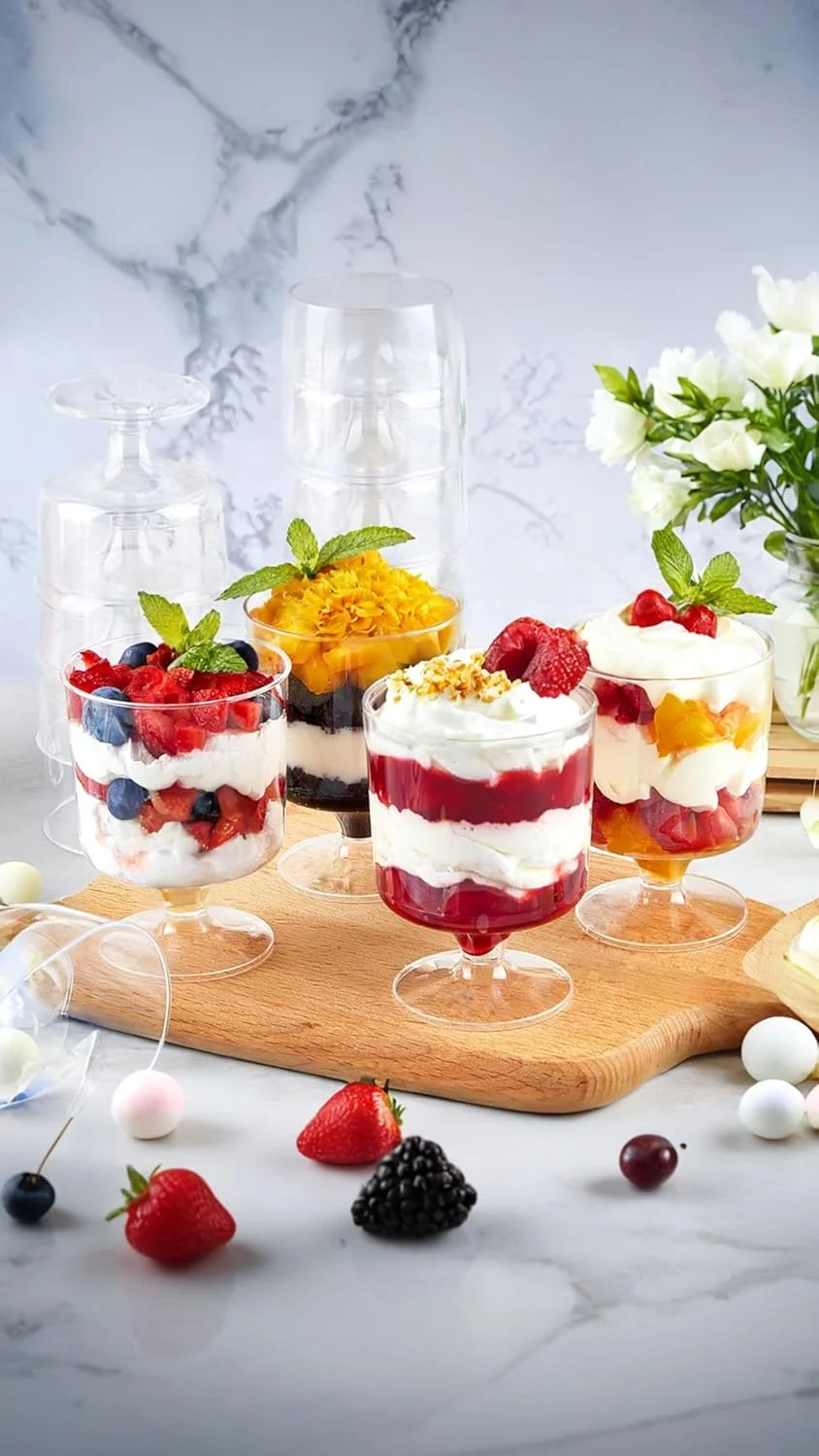 ظروف دسر مینی 50 عددی Sweet seven با قاشق - جام های پلاستیکی شیک برای پیش غذا، موس، دسر - لیوان های پذیرایی مهمانی ظروف دسر مینی 50 عددی Sweet seven با قاشق - جام های پلاستیکی شیک برای پیش غذا، موس، دسر - لیوان های پذیرایی مهمانی