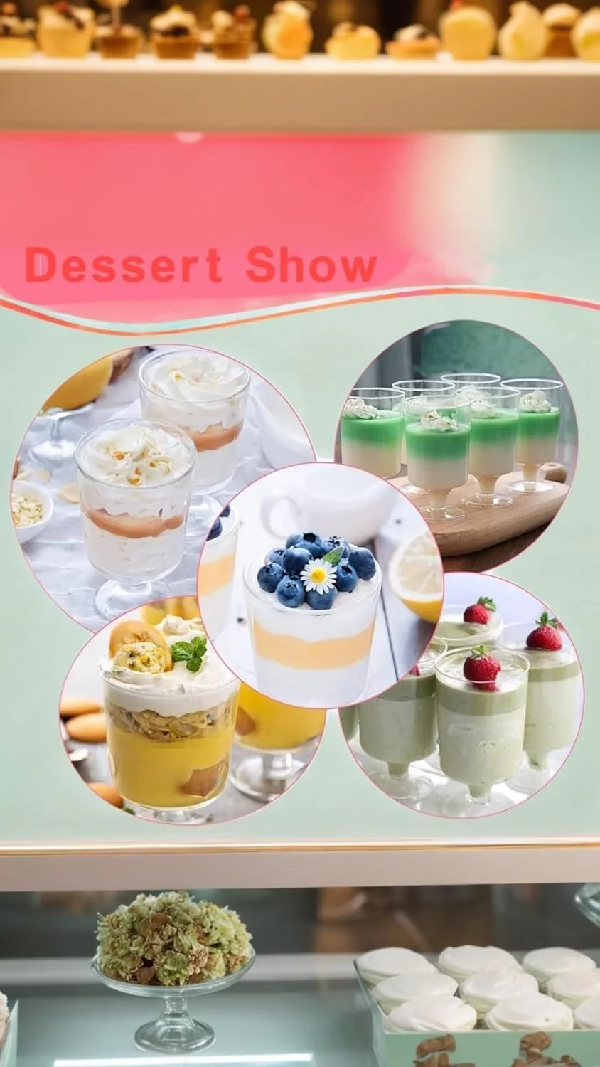 ست 50 عددی مینی فنجان دسر Sweet seven - فنجان های دسر گرد پلاستیکی قابل استفاده مجدد با قاشق - ایده آل برای دسرها، چیزکیک، ژله و موارد دیگر ست 50 عددی مینی فنجان دسر Sweet seven - فنجان های دسر گرد پلاستیکی قابل استفاده مجدد با قاشق - ایده آل برای دسرها، چیزکیک، ژله و موارد دیگر