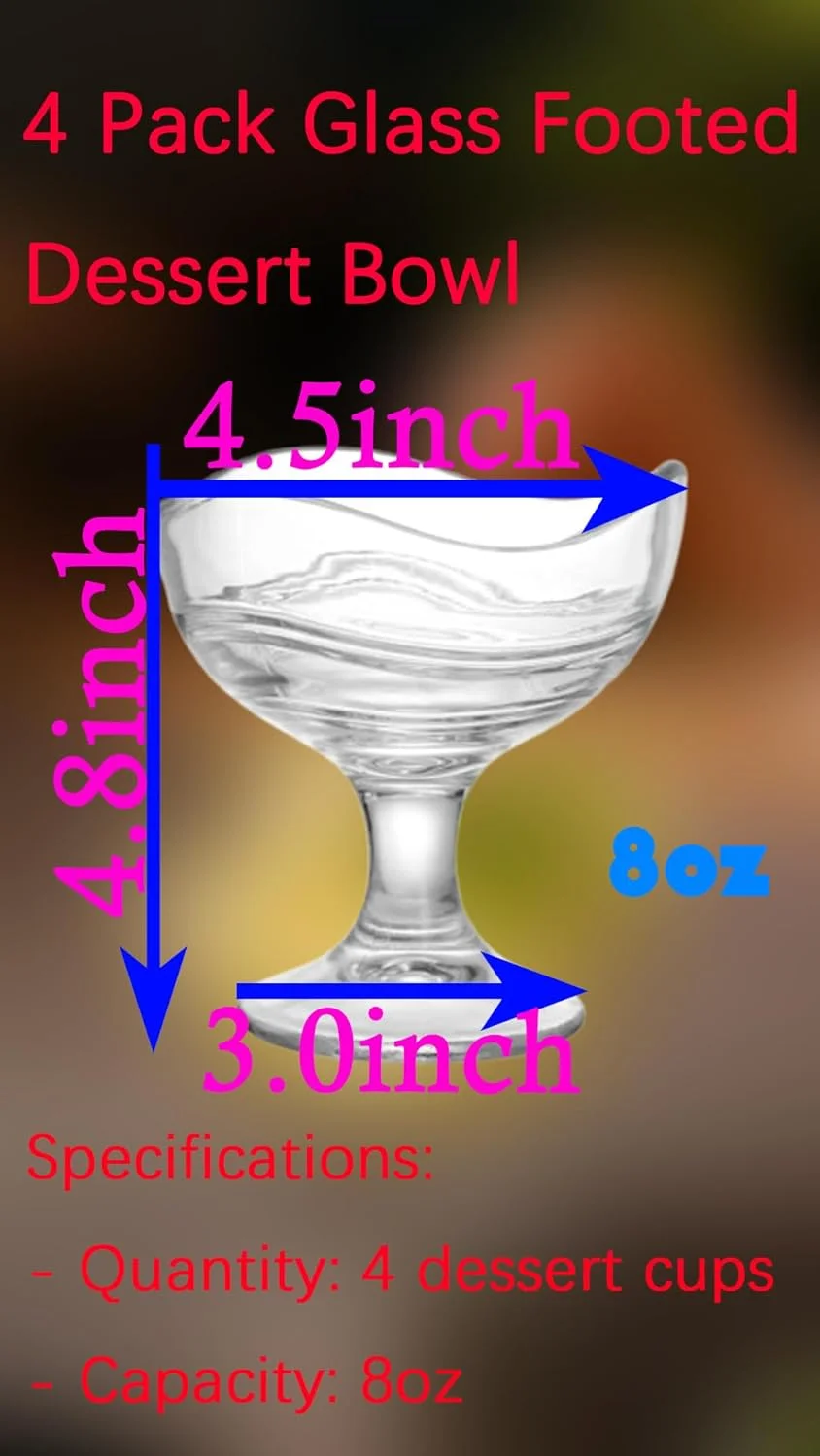 ظرف دسر پایه دار شیشه ای Sweet Seven بسته 4 عددی - ظرف بستنی 240 میلی لیتری برای بستنی، سالاد، ترایفل، ظرف میوه پارفه شفاف و مقاوم ظرف دسر پایه دار شیشه ای Sweet Seven بسته 4 عددی - ظرف بستنی 240 میلی لیتری برای بستنی، سالاد، ترایفل، ظرف میوه پارفه شفاف و مقاوم