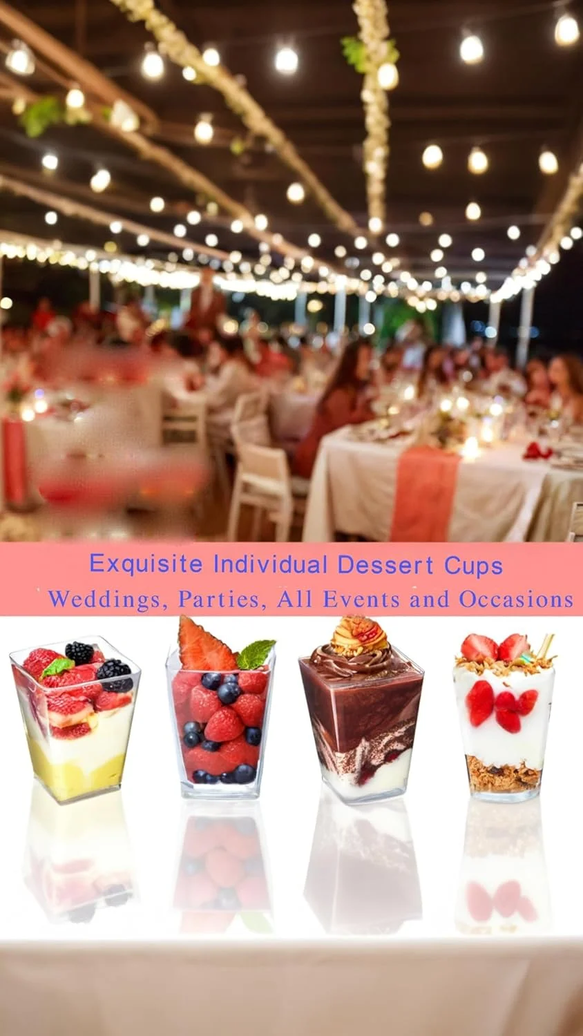 ظروف دسر مینی Sweet seven، بسته 50 عددی، 150 میلی لیتری، همراه با قاشق - ظروف شات مربعی پلاستیکی شفاف و قابل استفاده مجدد برای پارفه، پیش غذا و لیوان دسر ظروف دسر مینی Sweet seven، بسته 50 عددی، 150 میلی لیتری، همراه با قاشق - ظروف شات مربعی پلاستیکی شفاف و قابل استفاده مجدد برای پارفه، پیش غذا و لیوان دسر