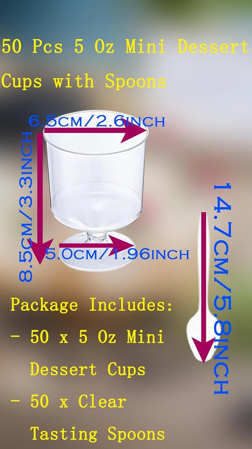 ظروف دسر مینی 50 عددی Sweet seven با قاشق - جام های پلاستیکی شیک برای پیش غذا، موس، دسر - لیوان های پذیرایی مهمانی ظروف دسر مینی 50 عددی Sweet seven با قاشق - جام های پلاستیکی شیک برای پیش غذا، موس، دسر - لیوان های پذیرایی مهمانی