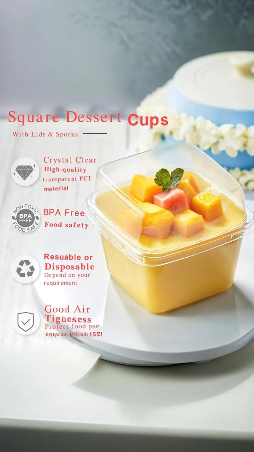 ظروف دسر پلاستیکی شفاف 100 عددی Sweet seven با حجم 8 اونس به همراه درب و قاشق - ظروف دسر بیرون بر برای ماست میوه ای، پودینگ میوه، موس و شورت کیک ظروف دسر پلاستیکی شفاف 100 عددی Sweet seven با حجم 8 اونس به همراه درب و قاشق - ظروف دسر بیرون بر برای ماست میوه ای، پودینگ میوه، موس و شورت کیک