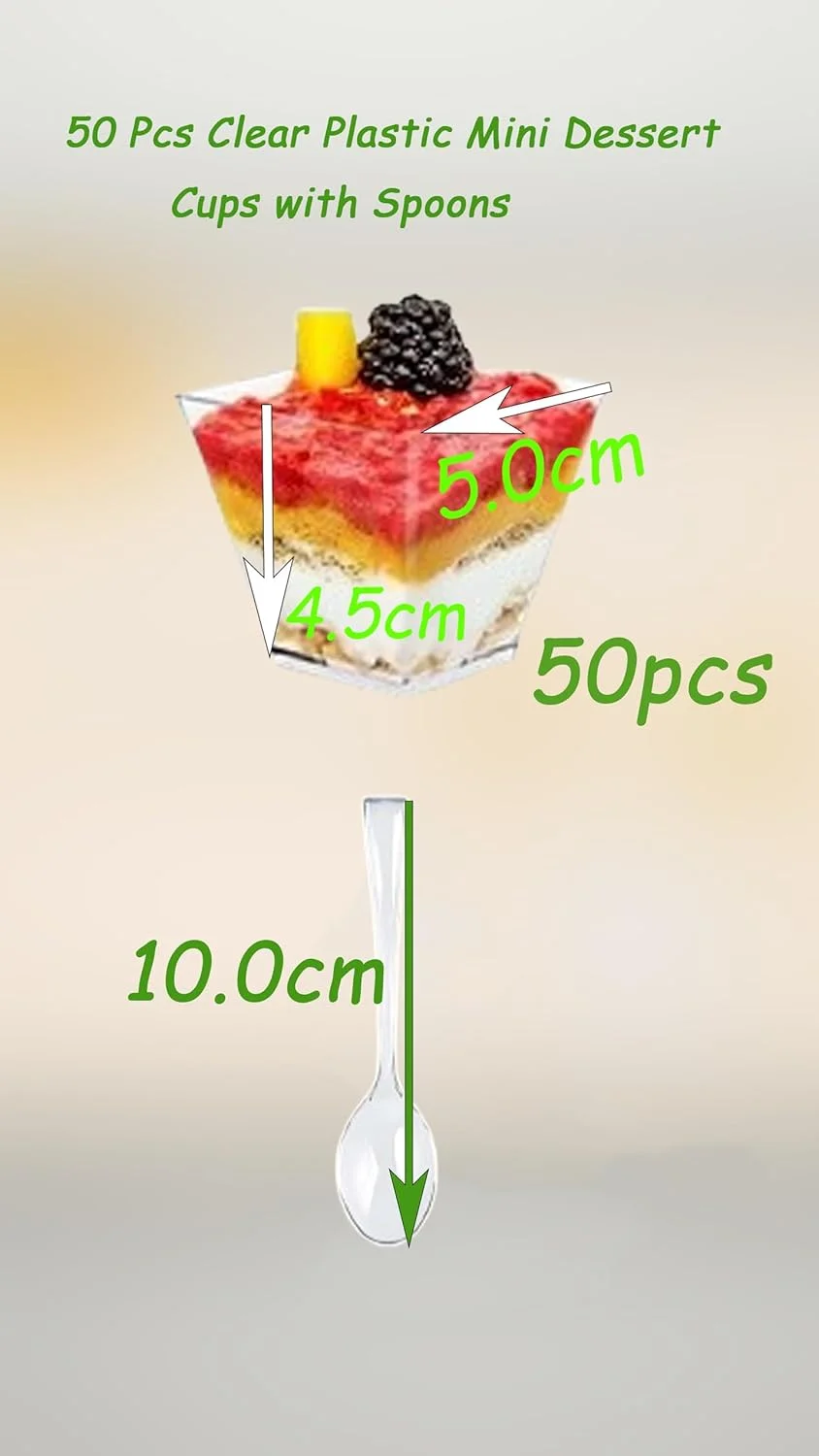شیرین سون بسته 50 عددی مینی فنجان دسر پلاستیکی شفاف با قاشق، ایده آل برای مهمانی های تست و پیش غذا، فنجان های پارفه مربعی قابل استفاده مجدد برای دسر و موارد دیگر، فنجان های 60 میلی لیتری شیرین سون بسته 50 عددی مینی فنجان دسر پلاستیکی شفاف با قاشق، ایده آل برای مهمانی های تست و پیش غذا، فنجان های پارفه مربعی قابل استفاده مجدد برای دسر و موارد دیگر، فنجان های 60 میلی لیتری