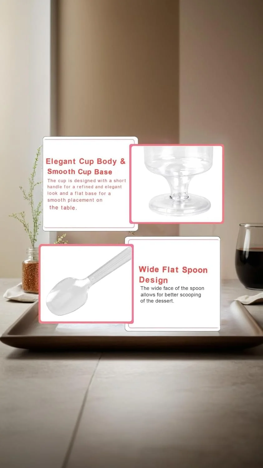 ست 50 عددی مینی فنجان دسر Sweet seven - فنجان های دسر گرد پلاستیکی قابل استفاده مجدد با قاشق - ایده آل برای دسرها، چیزکیک، ژله و موارد دیگر ست 50 عددی مینی فنجان دسر Sweet seven - فنجان های دسر گرد پلاستیکی قابل استفاده مجدد با قاشق - ایده آل برای دسرها، چیزکیک، ژله و موارد دیگر