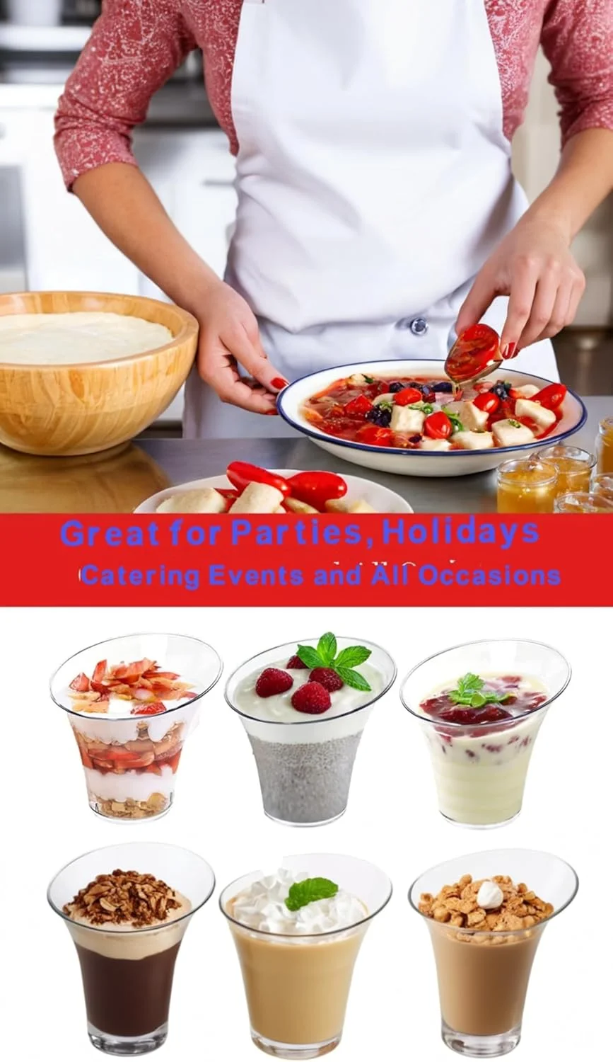 ظروف دسر پلاستیکی شفاف Sweet seven، بسته 50 عددی - ظروف پارفیت گرد مورب 140 میلی لیتری برای دسر، پودینگ، موس، مهمانی ظروف دسر پلاستیکی شفاف Sweet seven، بسته 50 عددی - ظروف پارفیت گرد مورب 140 میلی لیتری برای دسر، پودینگ، موس، مهمانی