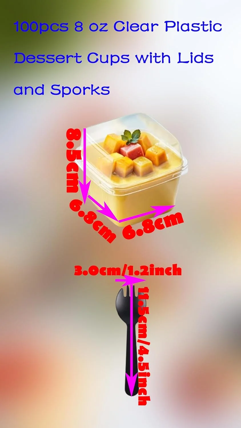 ظروف دسر پلاستیکی شفاف 100 عددی Sweet seven با حجم 8 اونس به همراه درب و قاشق - ظروف دسر بیرون بر برای ماست میوه ای، پودینگ میوه، موس و شورت کیک ظروف دسر پلاستیکی شفاف 100 عددی Sweet seven با حجم 8 اونس به همراه درب و قاشق - ظروف دسر بیرون بر برای ماست میوه ای، پودینگ میوه، موس و شورت کیک