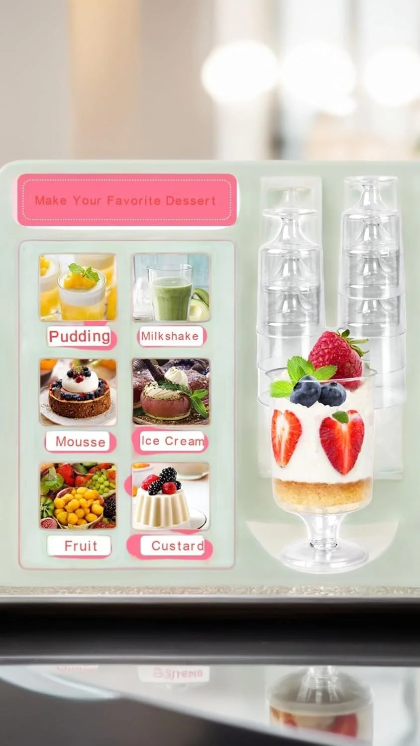 ست 50 عددی مینی فنجان دسر Sweet seven - فنجان های دسر گرد پلاستیکی قابل استفاده مجدد با قاشق - ایده آل برای دسرها، چیزکیک، ژله و موارد دیگر ست 50 عددی مینی فنجان دسر Sweet seven - فنجان های دسر گرد پلاستیکی قابل استفاده مجدد با قاشق - ایده آل برای دسرها، چیزکیک، ژله و موارد دیگر