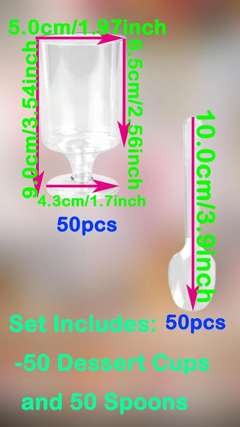 ست 50 عددی مینی فنجان دسر Sweet seven - فنجان های دسر گرد پلاستیکی قابل استفاده مجدد با قاشق - ایده آل برای دسرها، چیزکیک، ژله و موارد دیگر ست 50 عددی مینی فنجان دسر Sweet seven - فنجان های دسر گرد پلاستیکی قابل استفاده مجدد با قاشق - ایده آل برای دسرها، چیزکیک، ژله و موارد دیگر