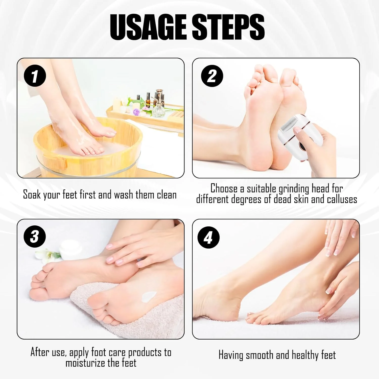 سوهان برقی پا، دستگاه مراقبت از پا با 2 غلتک تعویضی، سوهان پا برای پاشنه های ترک خورده، از بین بردن پینه های مرده سوهان برقی پا، دستگاه مراقبت از پا با 2 غلتک تعویضی، سوهان پا برای پاشنه های ترک خورده، از بین بردن پینه های مرده