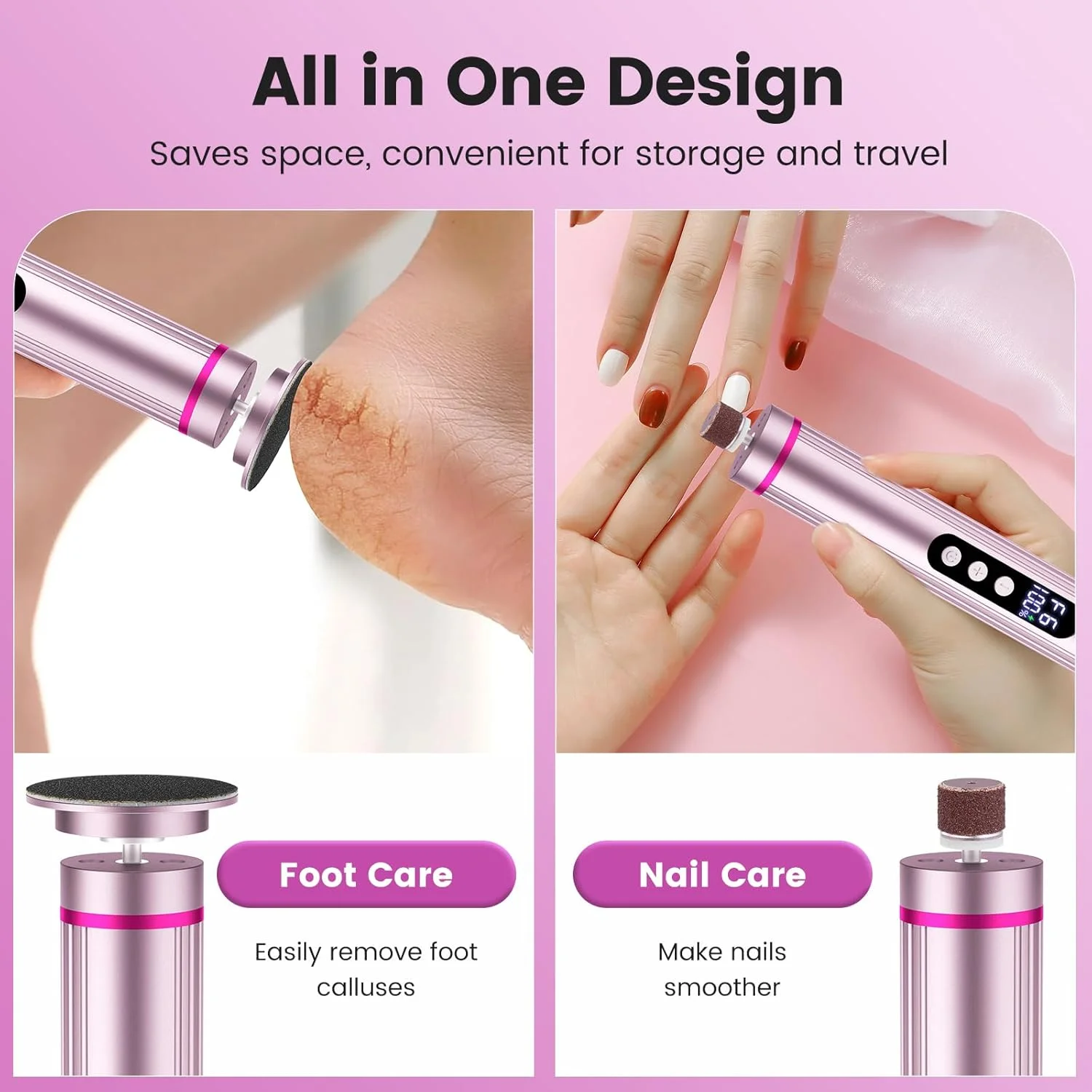 سوهان پا و دریل ناخن 2 در 1، از بین برنده پینه برقی پا قابل شارژ با 9 تنظیمات قابل تنظیم، صفحه نمایش دیجیتال از بین برنده پینه برقی برای پا، اسکرابر پا برای زنان و مردان (صورتی روشن) سوهان پا و دریل ناخن 2 در 1، از بین برنده پینه برقی پا قابل شارژ با 9 تنظیمات قابل تنظیم، صفحه نمایش دیجیتال از بین برنده پینه برقی برای پا، اسکرابر پا برای زنان و مردان (صورتی روشن)