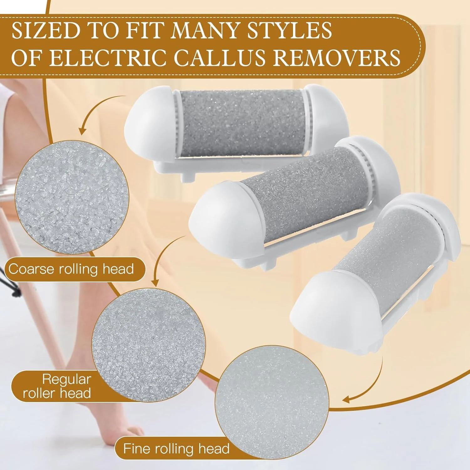 9 عدد سری غلتکی جایگزین مختلف Qinyoung برای کیت پدیکور برقی پا، سری غلتکی مراقبت از پا، زبر اضافی، زبر معمولی، نرم، ابزار پدیکور زبر برای پوست مرده