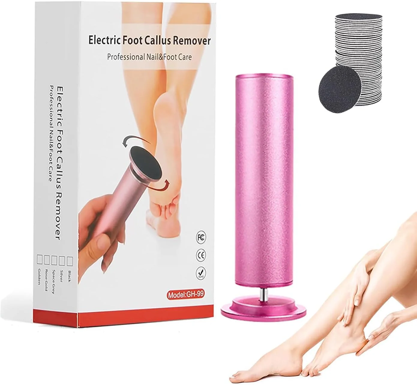 سوهان برقی پینه پا PINKE، ابزار حرفه ای پدیکور برقی با کنترل سرعت و 60 عدد دیسک سمباده ای جایگزین برای پینه، پوست خشک و ترک خورده سوهان برقی پینه پا PINKE، ابزار حرفه ای پدیکور برقی با کنترل سرعت و 60 عدد دیسک سمباده ای جایگزین برای پینه، پوست خشک و ترک خورده