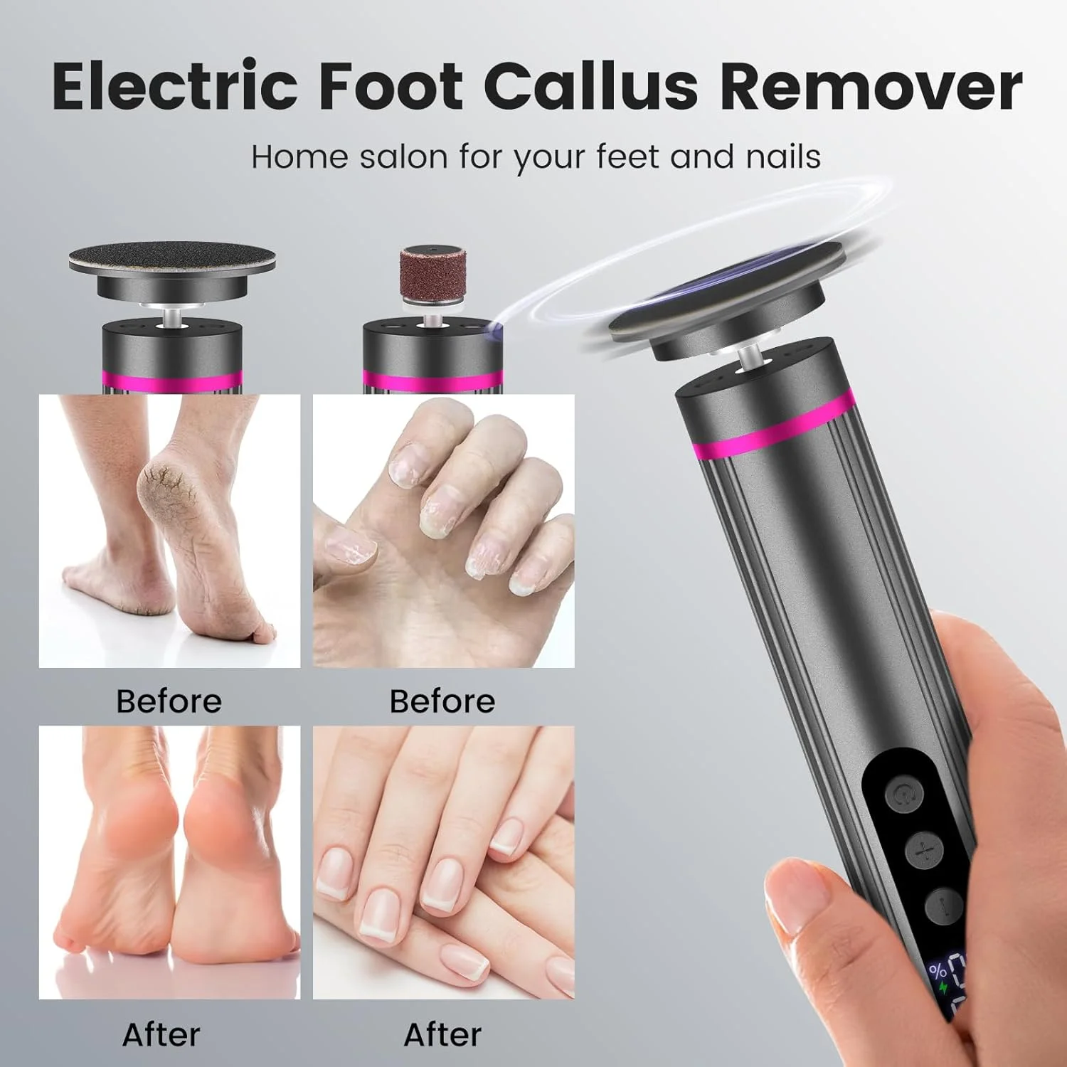 سوهان پا و دریل ناخن 2 در 1، از بین برنده پینه برقی قابل شارژ پا با 9 تنظیمات قابل تنظیم، صفحه نمایش دیجیتال، از بین برنده پینه برقی برای پا، اسکرابر پا برای زنان و مردان (مشکی) سوهان پا و دریل ناخن 2 در 1، از بین برنده پینه برقی قابل شارژ پا با 9 تنظیمات قابل تنظیم، صفحه نمایش دیجیتال، از بین برنده پینه برقی برای پا، اسکرابر پا برای زنان و مردان (مشکی)