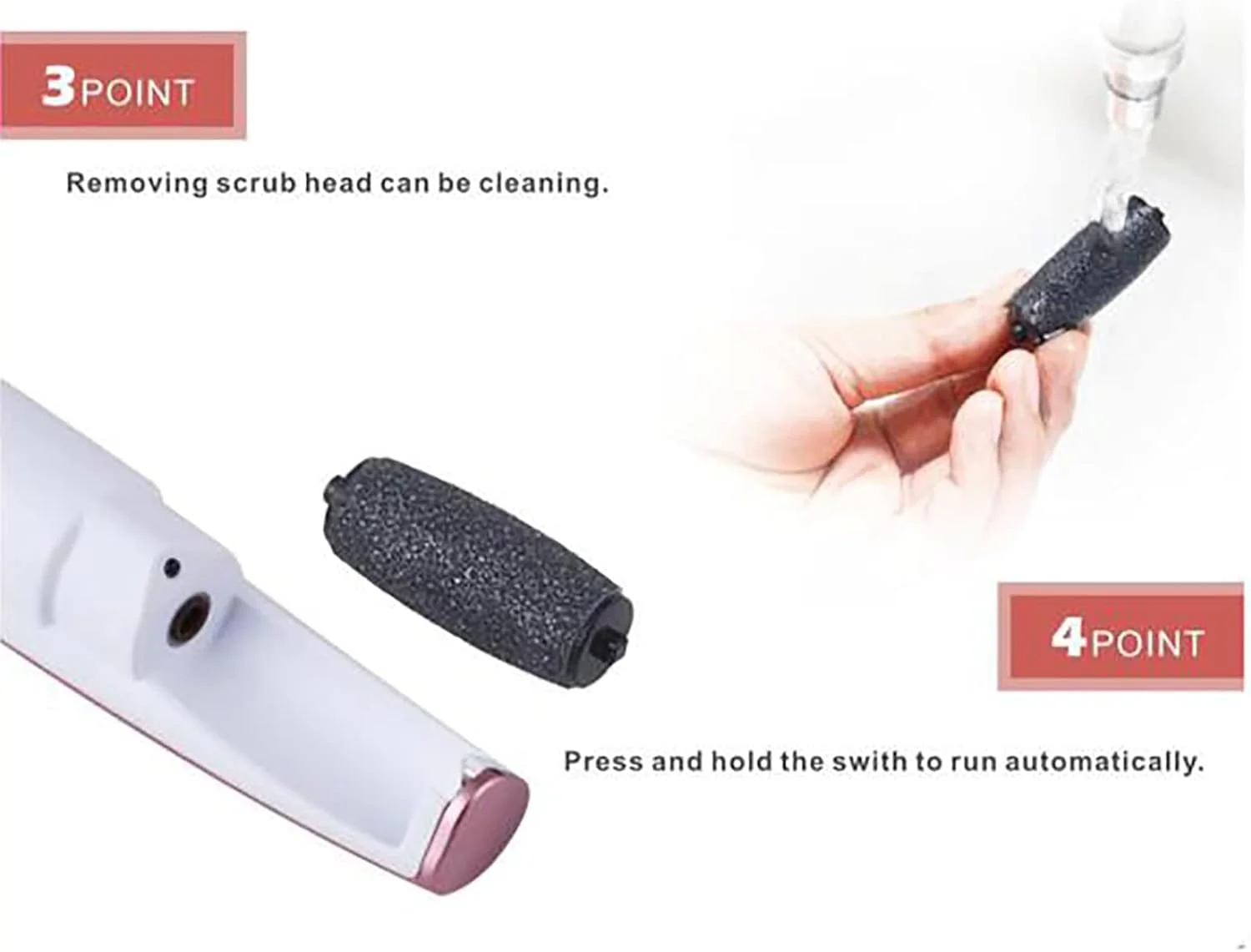 سوهان برقی قابل حمل پا با چراغ LED، حذف کننده پینه USB، 2 غلتک ابزار مراقبت از پوست مرده برای پاهای ترک خورده، سفید (قرمز) سوهان برقی قابل حمل پا با چراغ LED، حذف کننده پینه USB، 2 غلتک ابزار مراقبت از پوست مرده برای پاهای ترک خورده، سفید (قرمز)