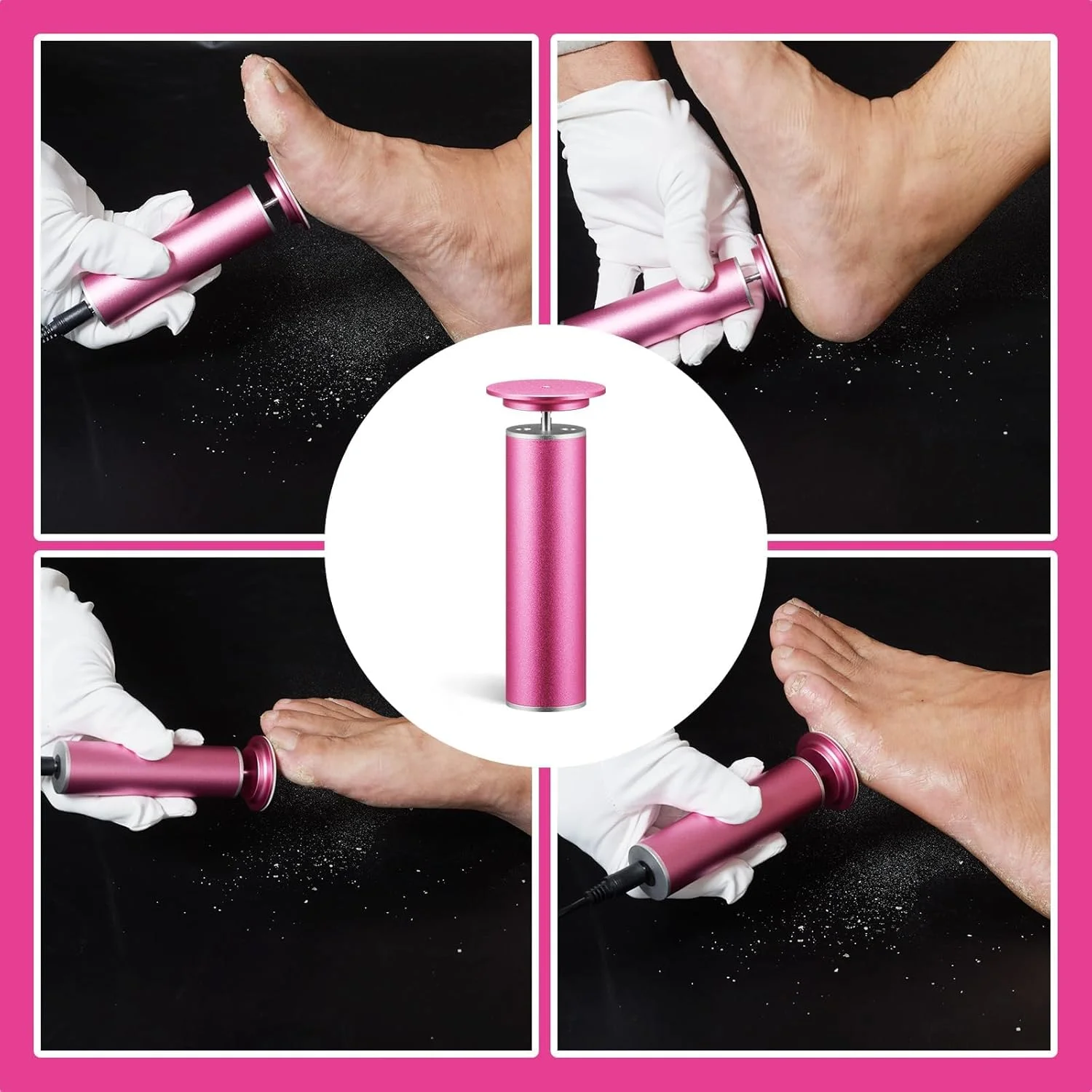 سوهان برقی پینه پا PINKE، ابزار حرفه ای پدیکور برقی با کنترل سرعت و 60 عدد دیسک سمباده ای جایگزین برای پینه، پوست خشک و ترک خورده