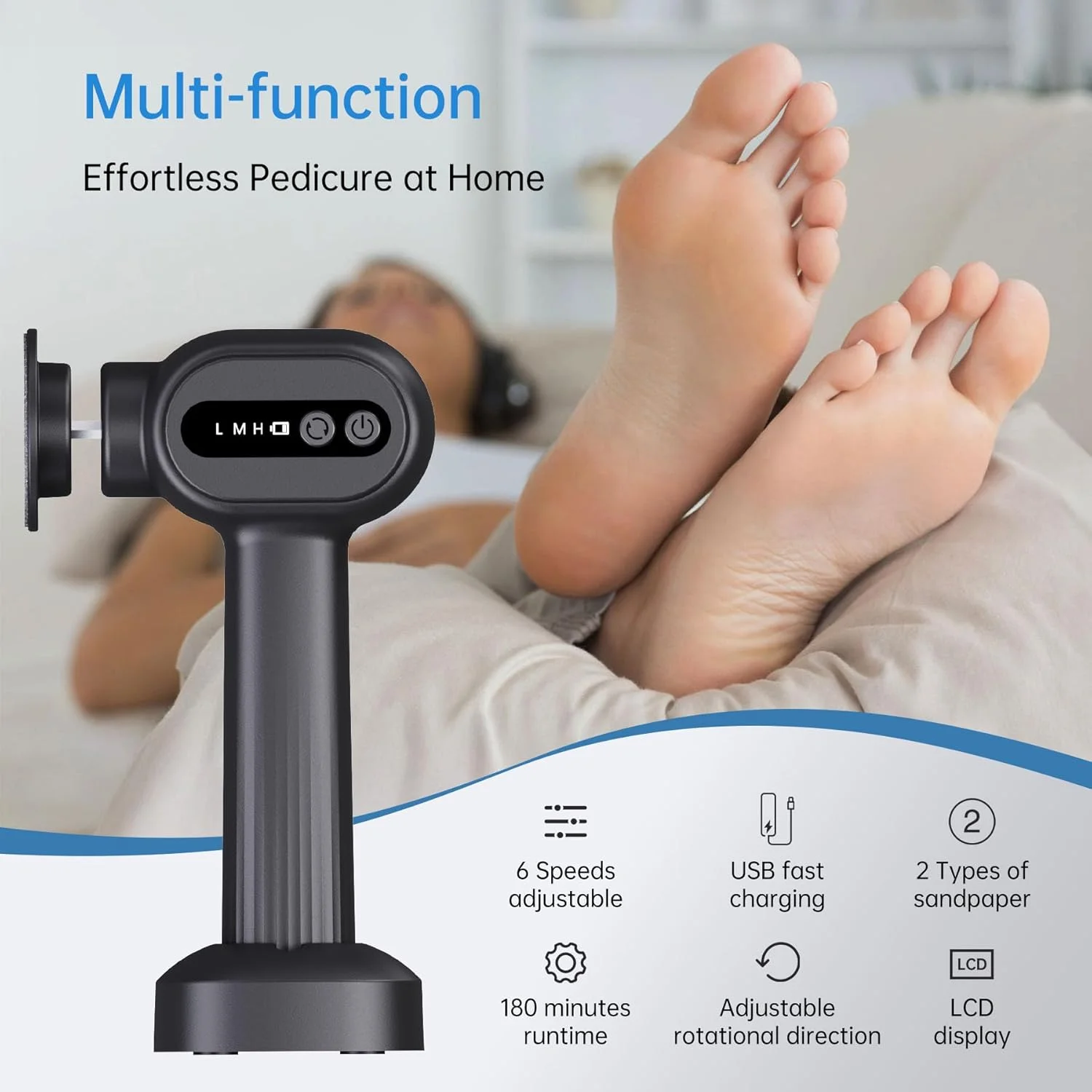 سوهان برقی شارژی پا - سمباده های قابل تعویض، سوهان حرفه ای پا با 6 سرعت قابل تنظیم، سوهان برقی بی سیم پا، ابزار پدیکور برای پوست مرده و پاشنه های ترک خورده سوهان برقی شارژی پا - سمباده های قابل تعویض، سوهان حرفه ای پا با 6 سرعت قابل تنظیم، سوهان برقی بی سیم پا، ابزار پدیکور برای پوست مرده و پاشنه های ترک خورده