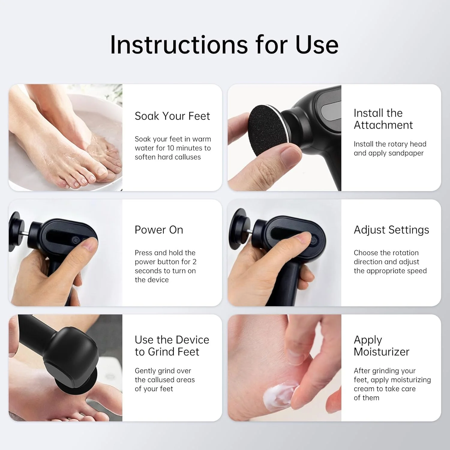 سوهان برقی شارژی پا - سمباده های قابل تعویض، سوهان حرفه ای پا با 6 سرعت قابل تنظیم، سوهان برقی بی سیم پا، ابزار پدیکور برای پوست مرده و پاشنه های ترک خورده سوهان برقی شارژی پا - سمباده های قابل تعویض، سوهان حرفه ای پا با 6 سرعت قابل تنظیم، سوهان برقی بی سیم پا، ابزار پدیکور برای پوست مرده و پاشنه های ترک خورده