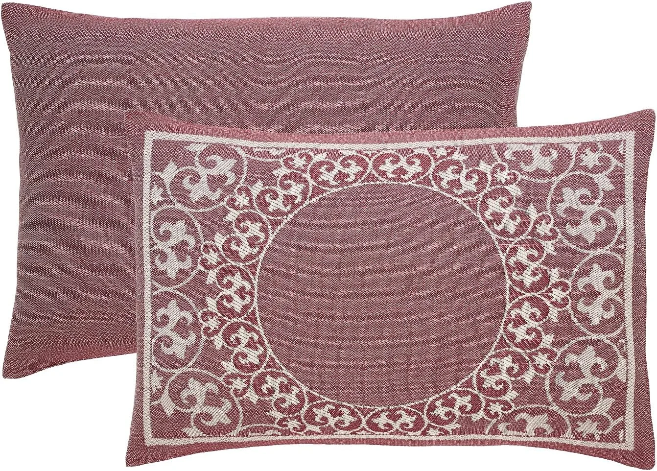 SUPERIOR Cotton-Polyester Blend Jacquard Weave Medallion Textured 3-Piece Bedspread Set, King, Berry Red