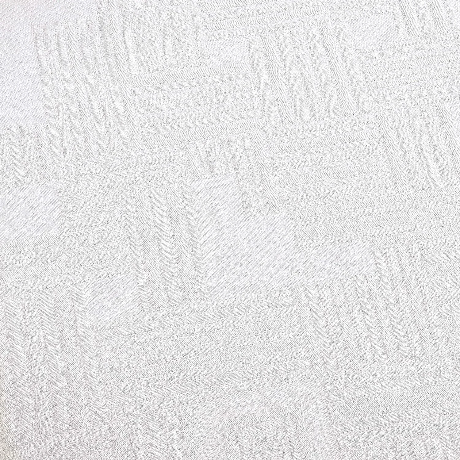 ست روتختی دو تکه طرح هندسی فرت با لبه دالبری Superior، تک نفره، سفید، 100% پنبه