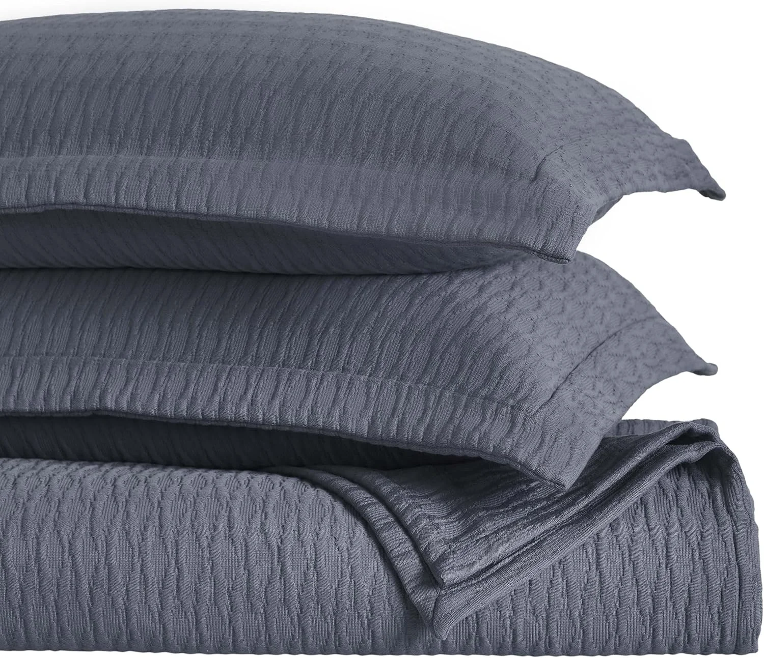 ست روتختی پنبه ای 3 تکه سوپریور، دکور تخت خواب منزل، روتختی تزئینی، 2 روبالشی، پتوی وزن متوسط، رو تختی ماتلاس، لوازم ضروری تخت خواب، مجموعه کالورت، سایز کوئین، آبی جین