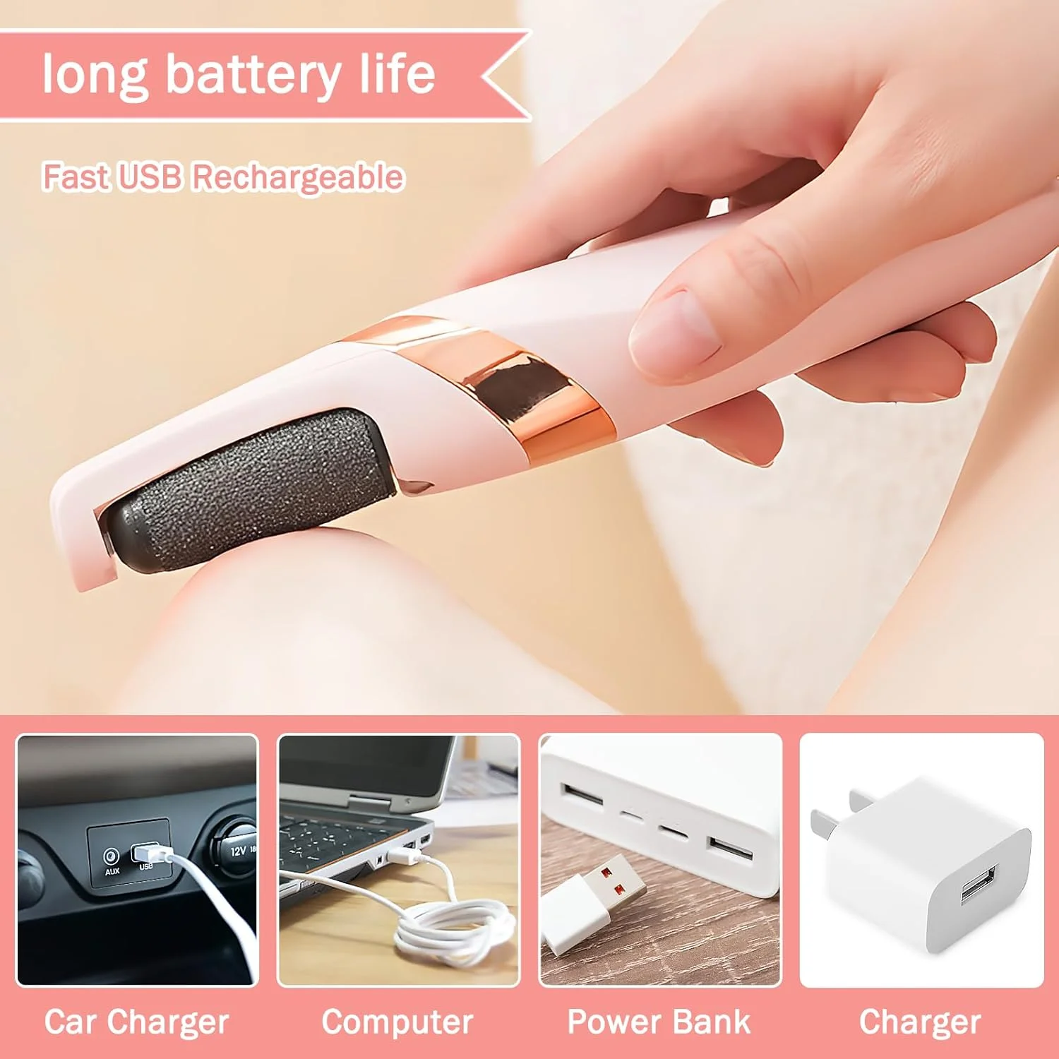 ست پدیکور برقی از بین برنده پینه پا، دستگاه برقی قابل شارژ برای از بین بردن پینه برای پاشنه های ترک خورده، پوست مرده، سفت و ترک خورده