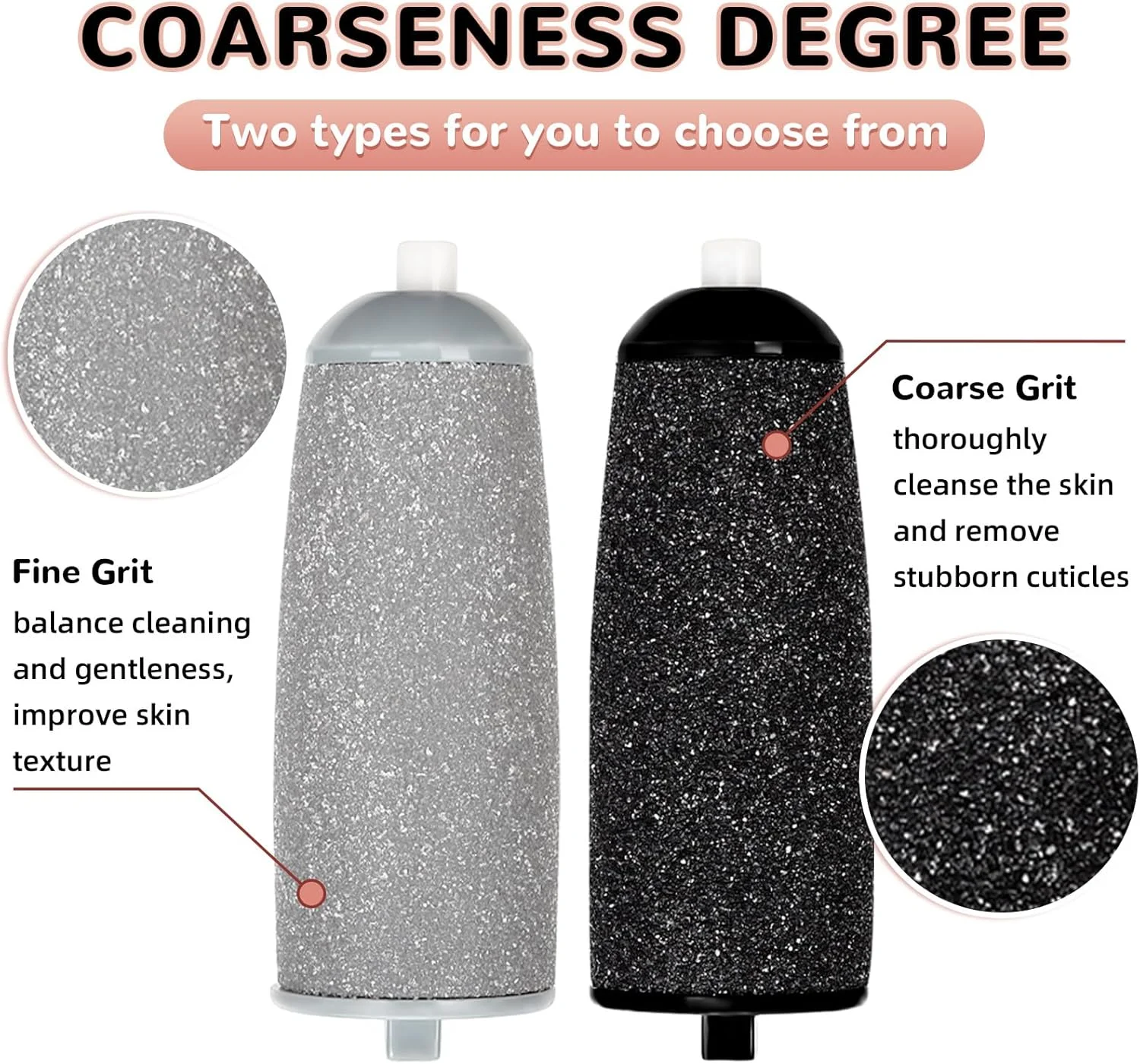 10 Pack Pedicures Replacement Heads,Electric Foot Callus Remover Roller Refills,Replacement Roller Refill Heads (Pedicure Tool Not Included) (Black Gray-B)