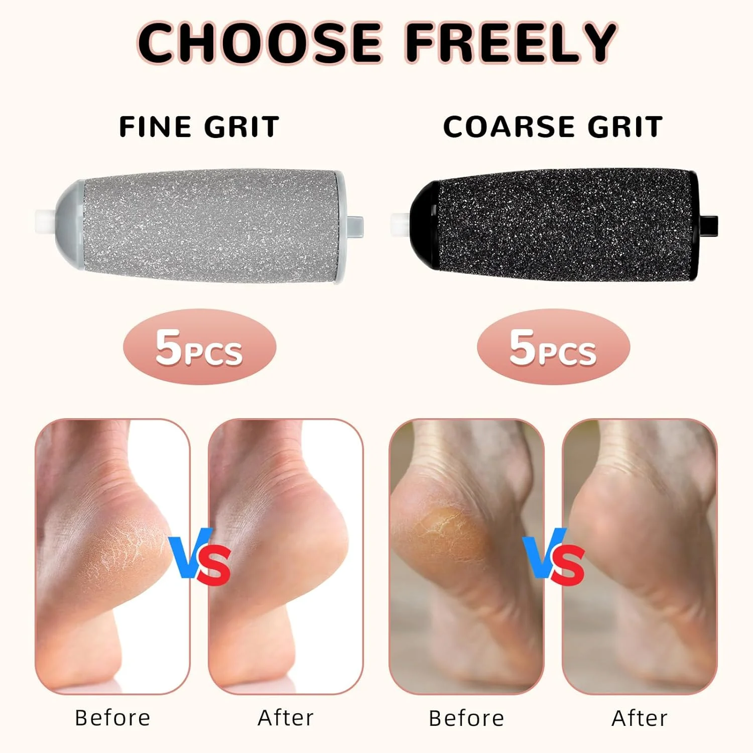 10 Pack Pedicures Replacement Heads,Electric Foot Callus Remover Roller Refills,Replacement Roller Refill Heads (Pedicure Tool Not Included) (Black Gray-B)