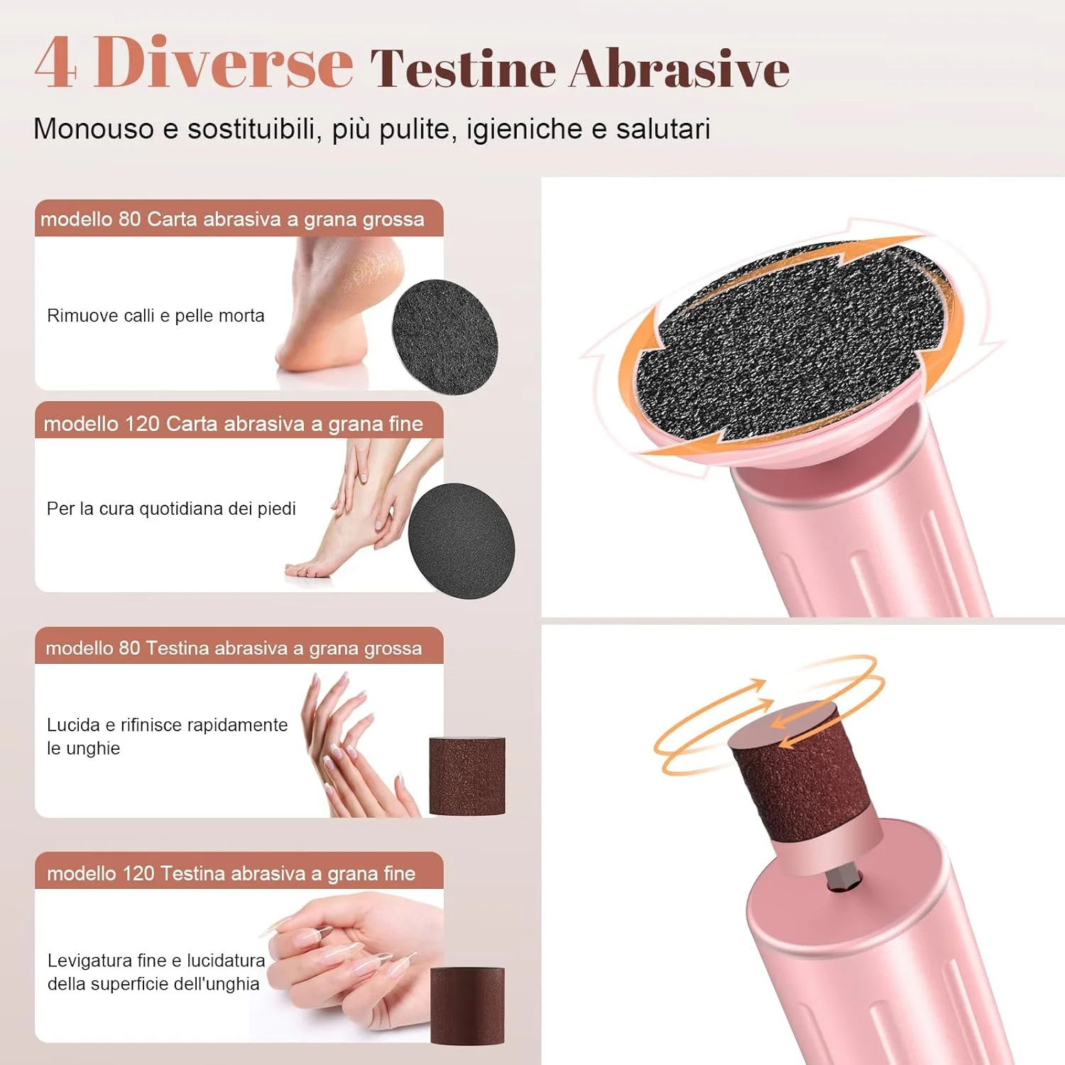 سوهان برقی پینه Robofun 2025 با نمایشگر LED، ست حرفه ای 2 در 1 شامل سوهان پا و پولیش ناخن، 6 سرعت، ست مراقبت از پا برای پوست های مرده و سخت - صورتی