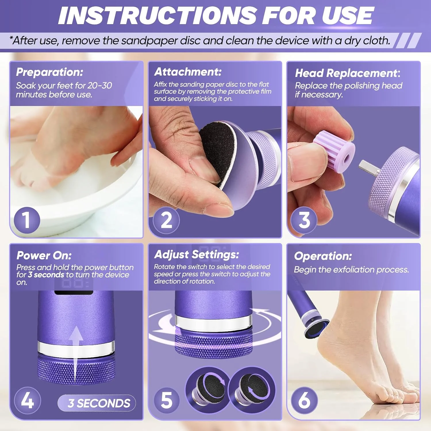 سوهان برقی پدیکور پا Saker، ابزار سنگ پا و سوهان ناخن شارژی با 60+10 عدد سمباده، ابزار پدیکور سمباده ای پا با سرعت قابل تنظیم برای از بین بردن پینه، پوست خشک و ترک خورده آقایان و بانوان سوهان برقی پدیکور پا Saker، ابزار سنگ پا و سوهان ناخن شارژی با 60+10 عدد سمباده، ابزار پدیکور سمباده ای پا با سرعت قابل تنظیم برای از بین بردن پینه، پوست خشک و ترک خورده آقایان و بانوان