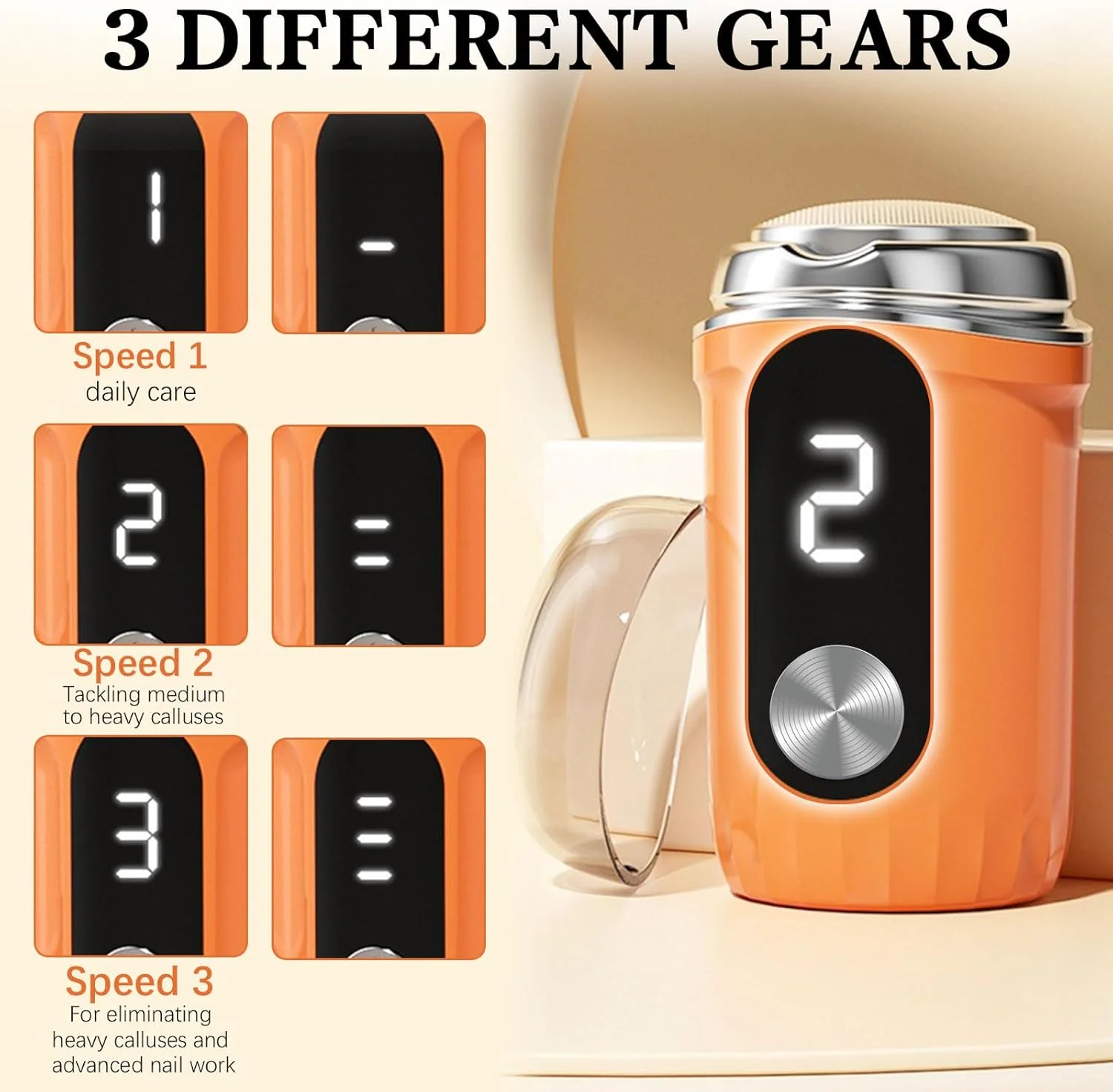 سوهان برقی قابل حمل پا و دریل ناخن SIYDYRIT - کیت پدیکور برقی شارژی 4 در 1 با سری های قابل تعویض دریل ناخن، آسیاب پا و ناخن با 3 سرعت قابل تنظیم، مشکی