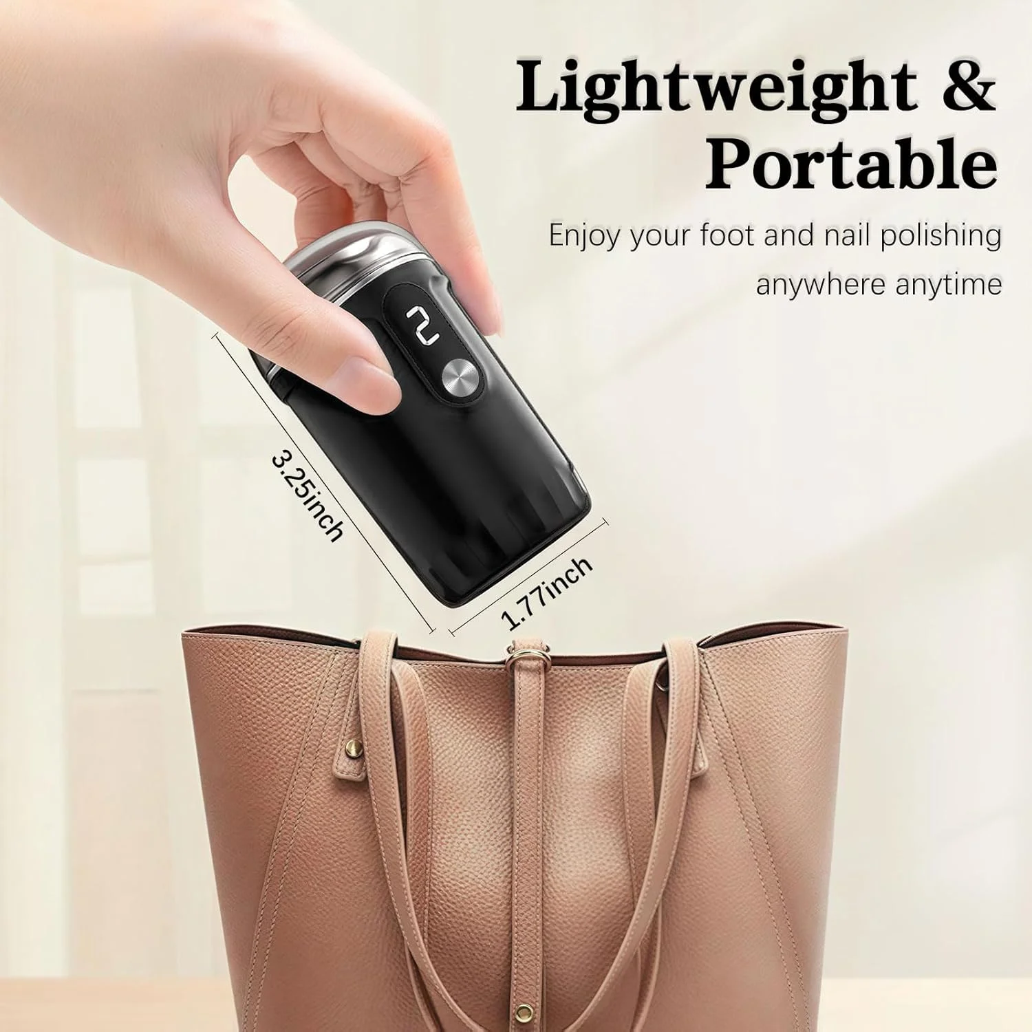 سوهان برقی قابل حمل پا و دریل ناخن SIYDYRIT - کیت پدیکور برقی شارژی 4 در 1 با سری های قابل تعویض دریل ناخن، آسیاب پا و ناخن با 3 سرعت قابل تنظیم، مشکی