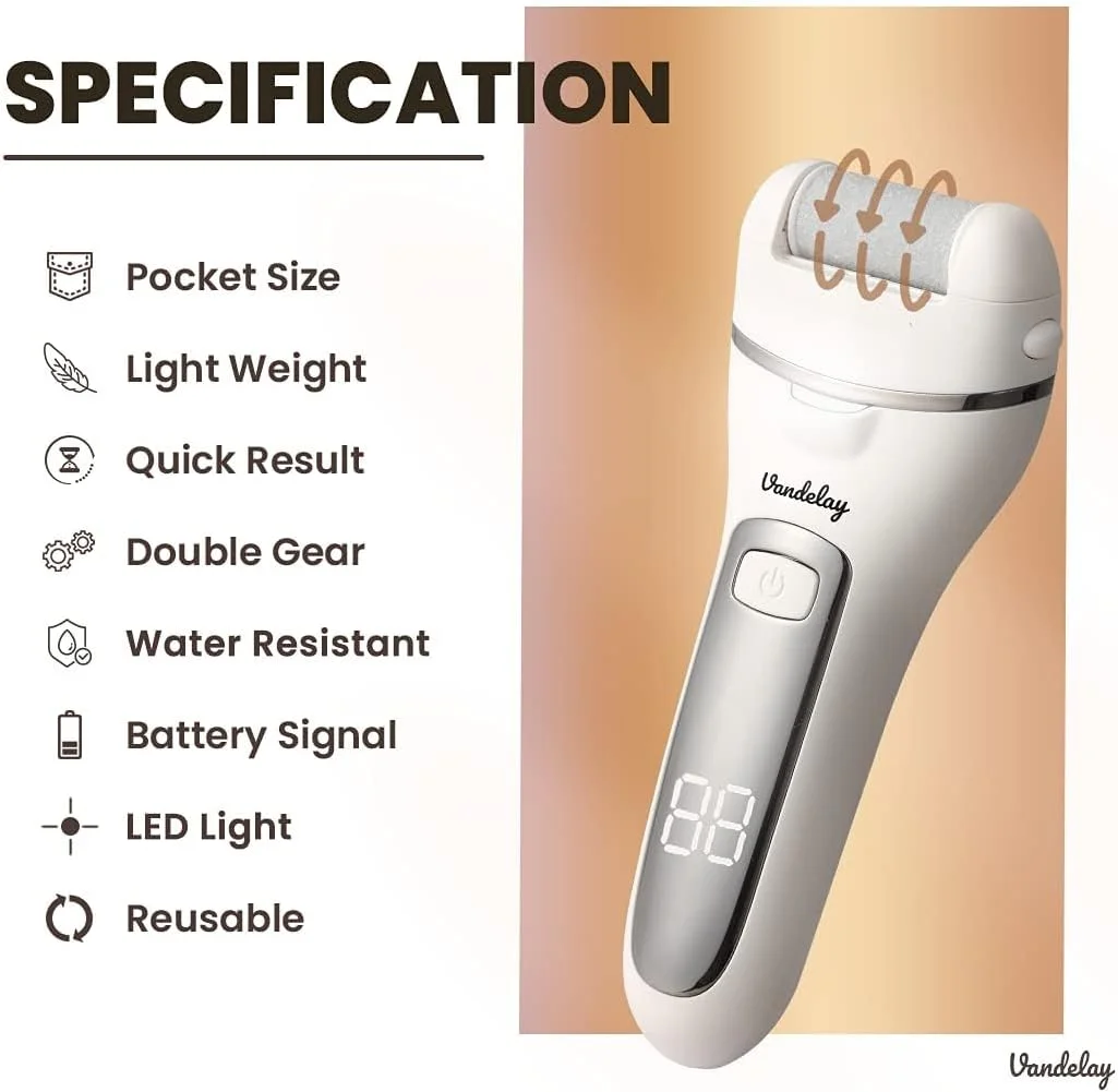 سوهان پدیکور شارژی وندلی (UK) مدل CQR-FC800 برای پا | اسکرابر پا برای پوست مرده | دارای 3 سری غلتکی برای از بین بردن پوست مرده | دستگاه پدیکور | سفید
